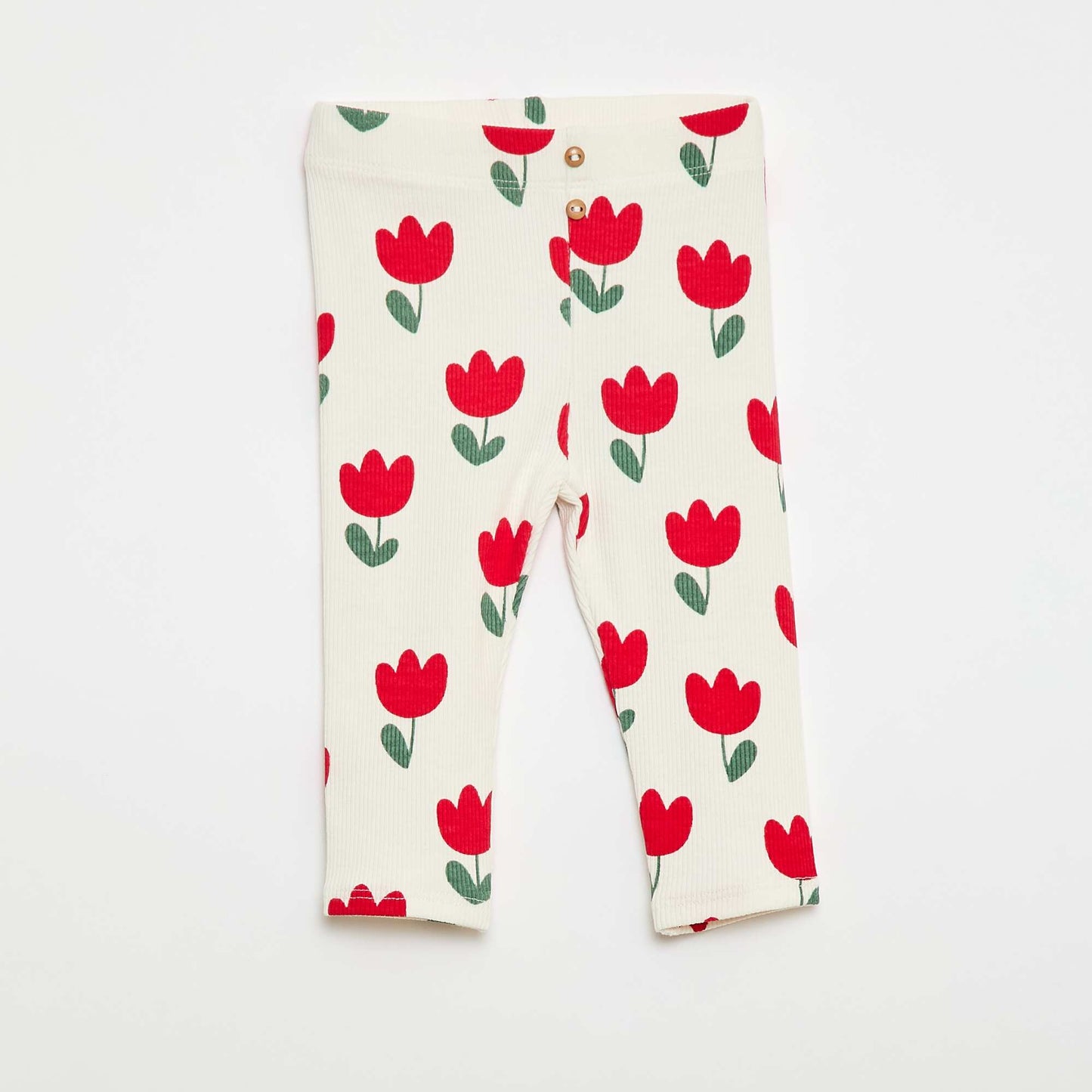 Legging long côtelé à motif BLANC
