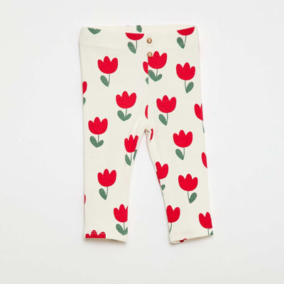 Legging long côtelé à motif BLANC