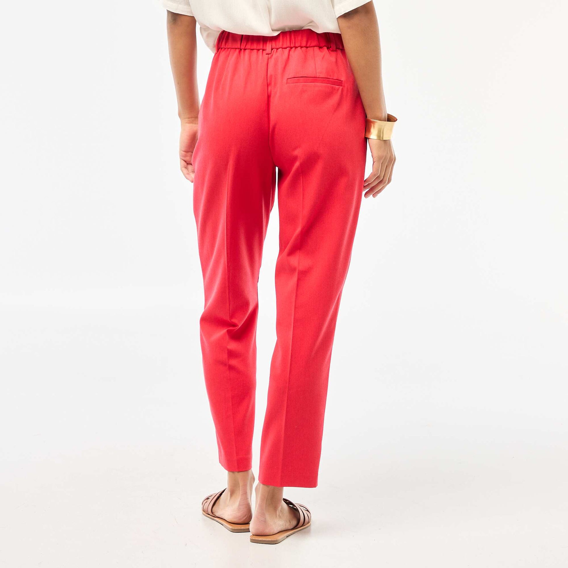Pantalon cigarette uni avec 2 poches ROUGE