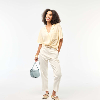 Pantalon cigarette uni avec 2 poches BLANC