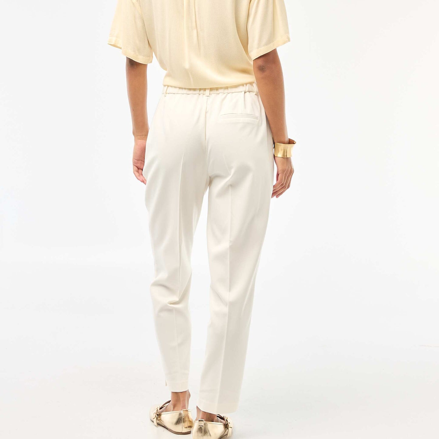 Pantalon cigarette uni avec 2 poches BLANC