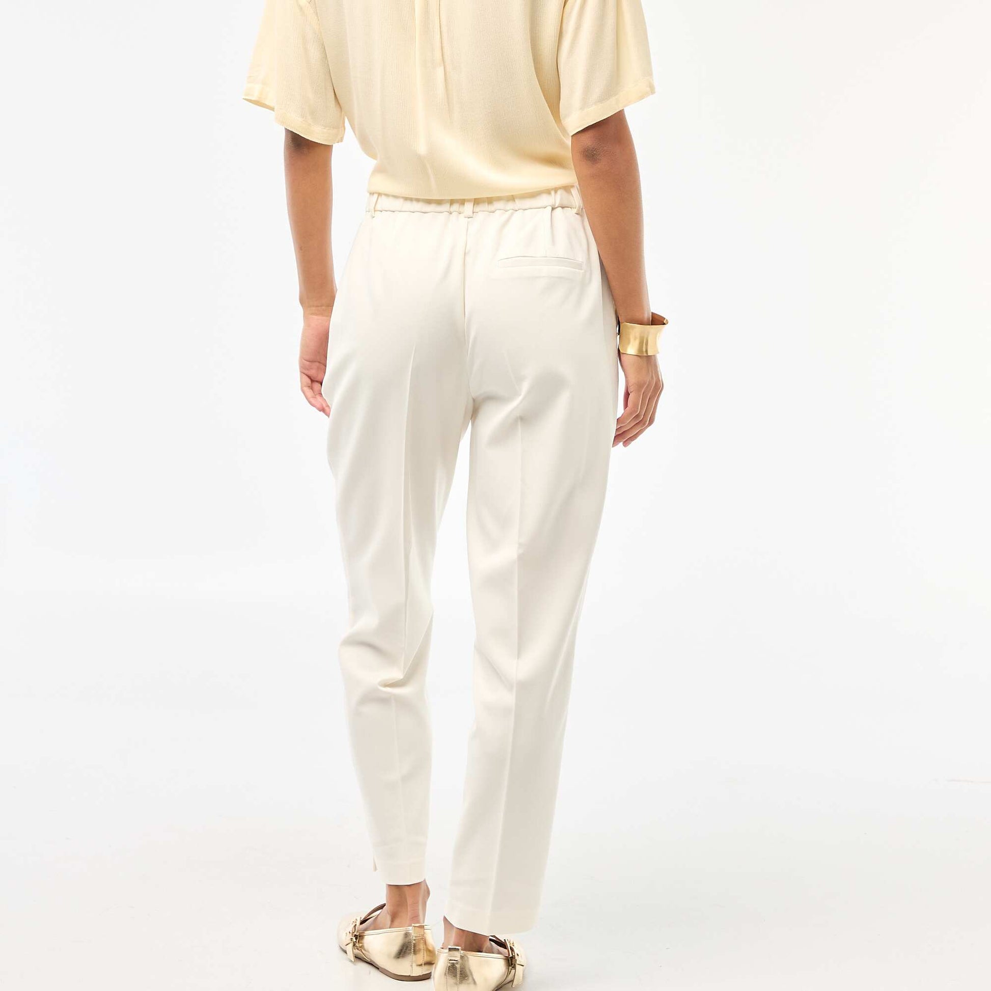 Pantalon cigarette uni avec 2 poches BLANC