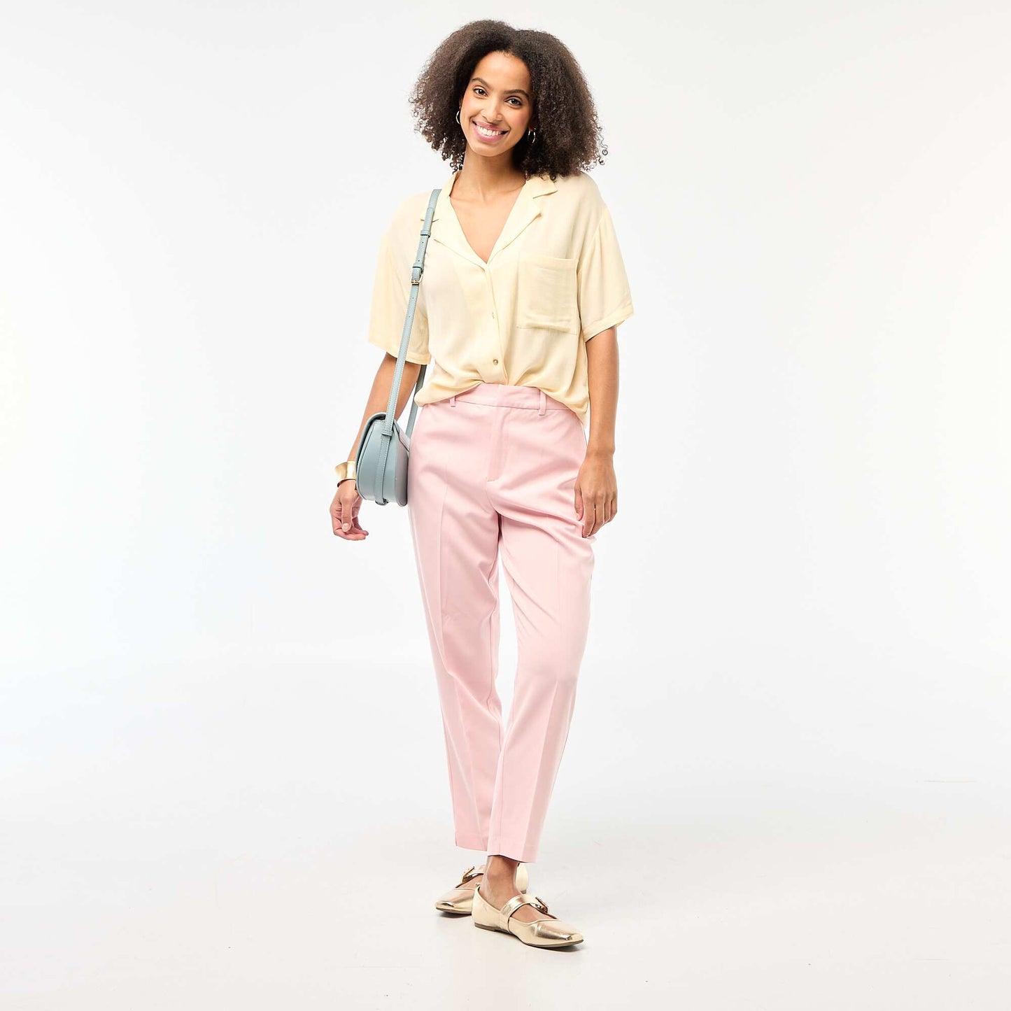 Pantalon cigarette uni avec 2 poches ROSE