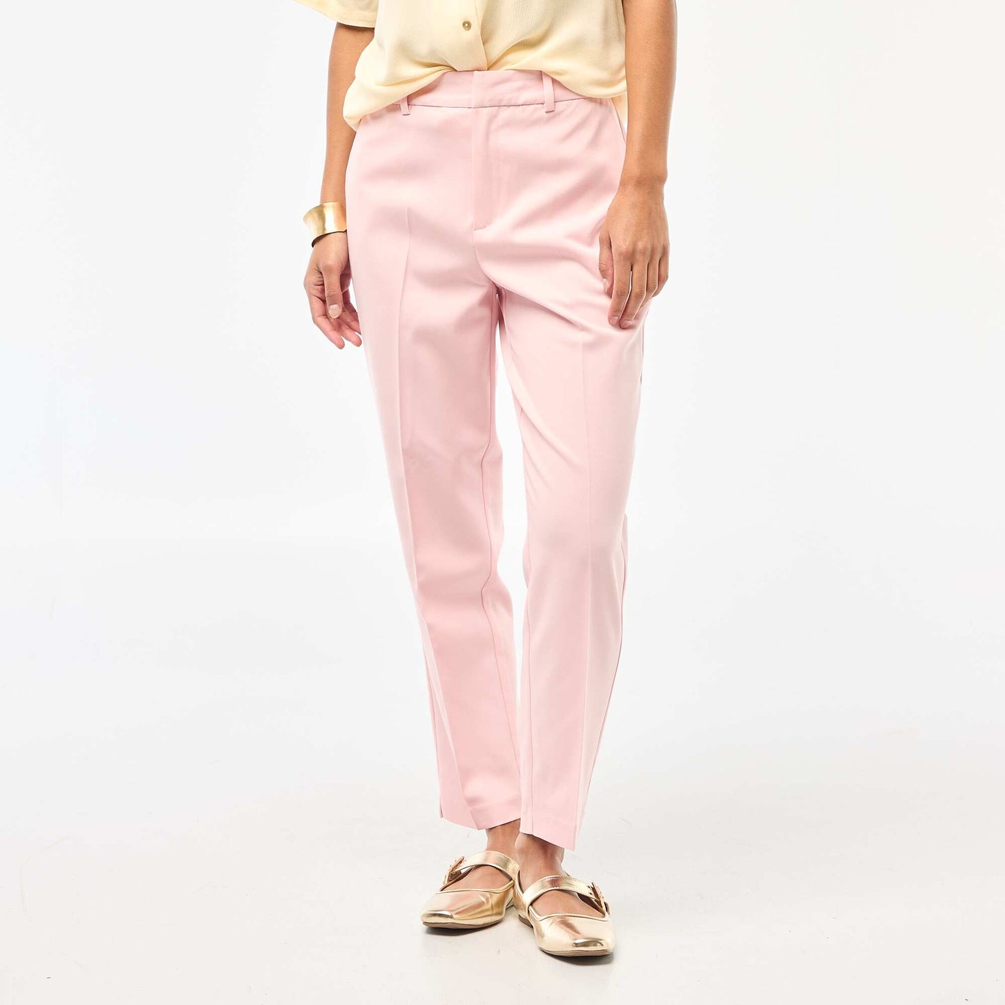 Pantalon cigarette uni avec 2 poches ROSE