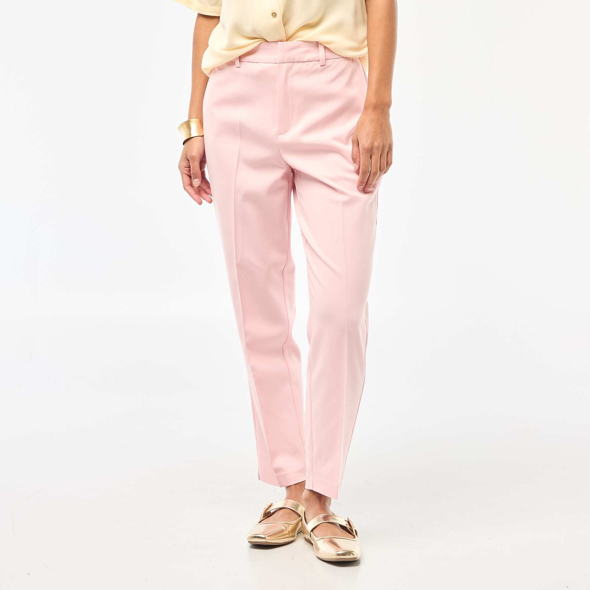 Pantalon cigarette uni avec 2 poches ROSE