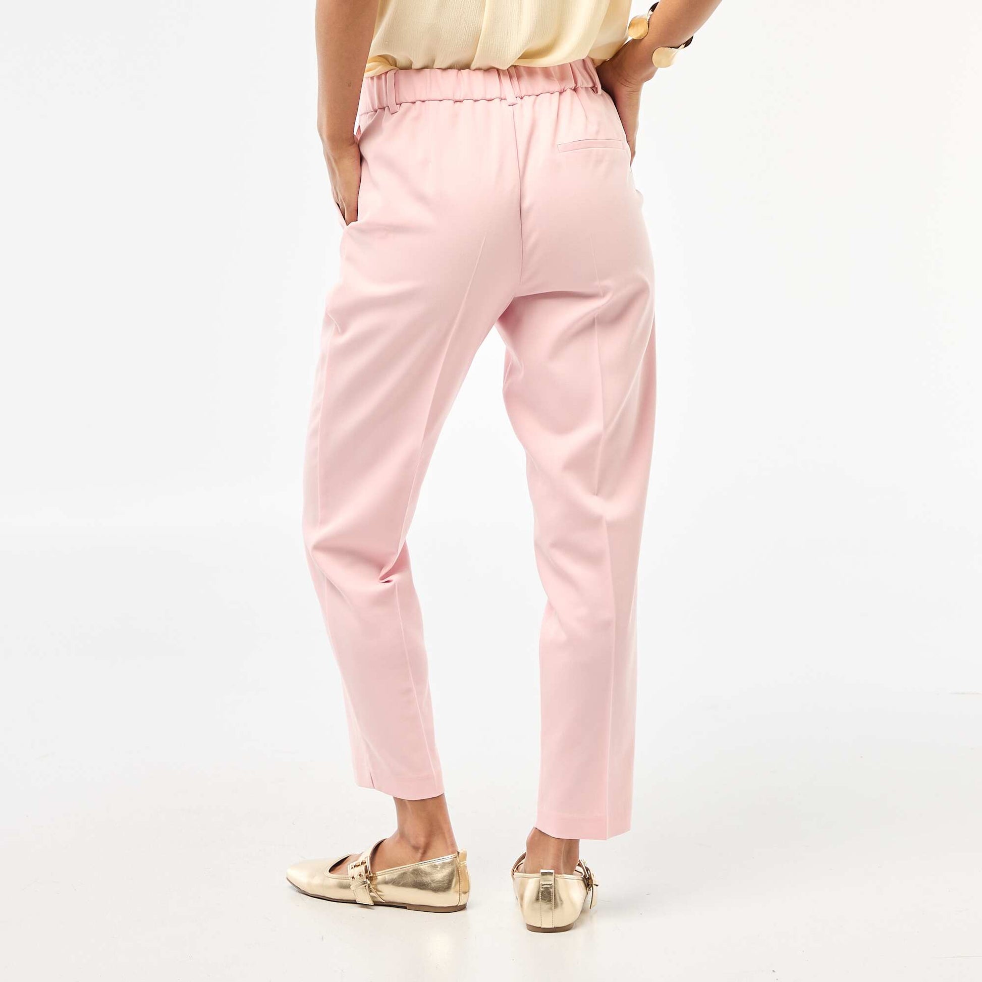 Pantalon cigarette uni avec 2 poches ROSE