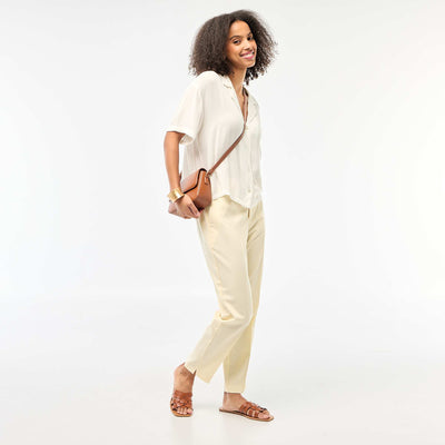 Pantalon cigarette uni avec 2 poches JAUNE