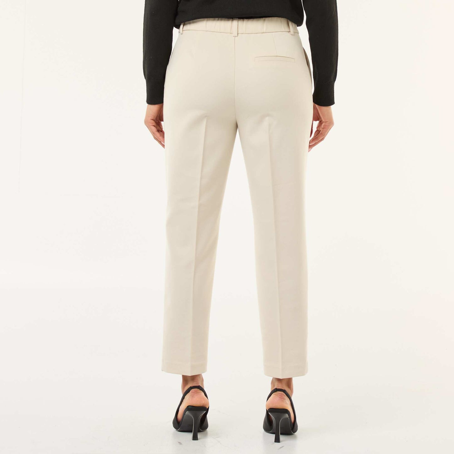 Pantalon cigarette uni avec 2 poches BEIGE