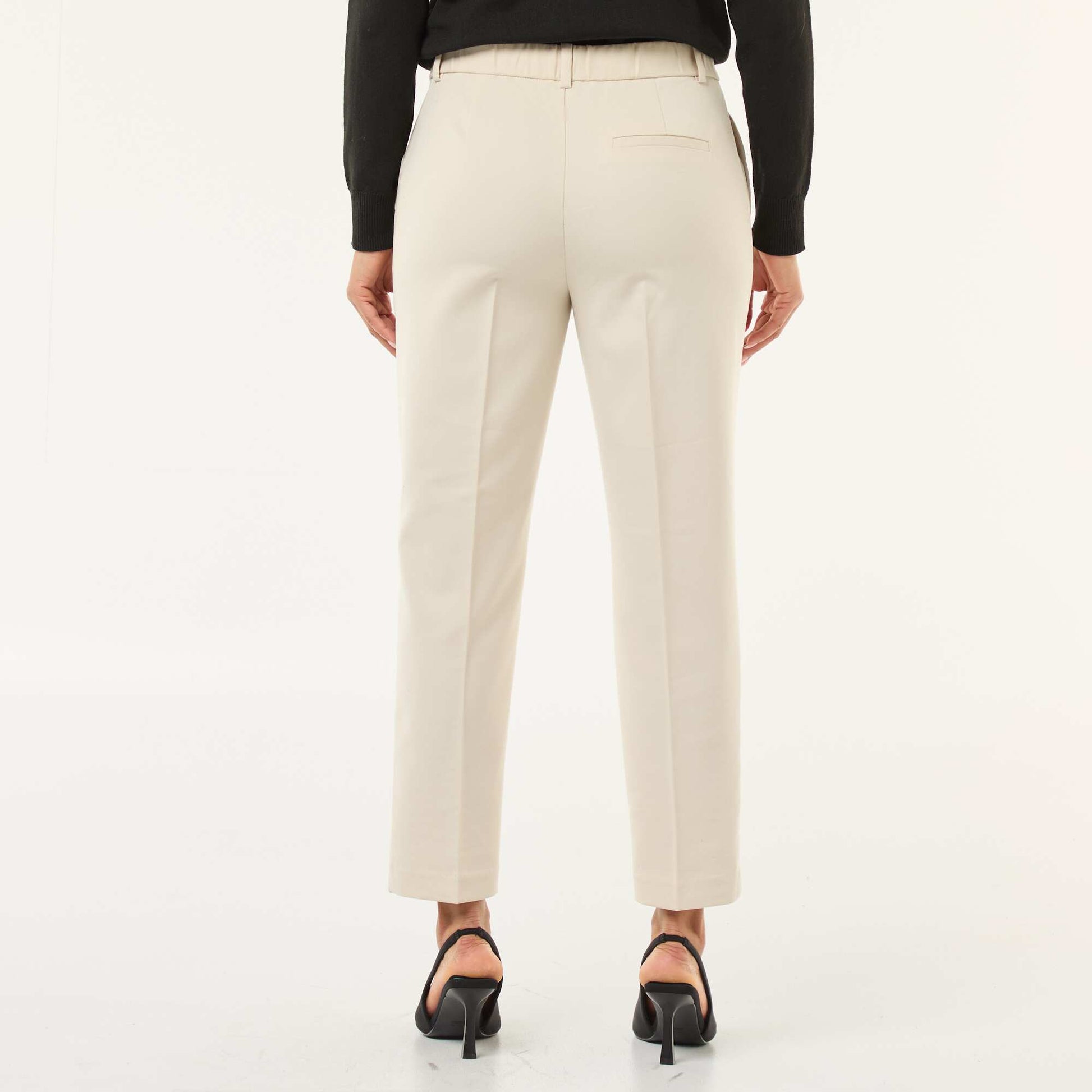 Pantalon cigarette uni avec 2 poches BEIGE