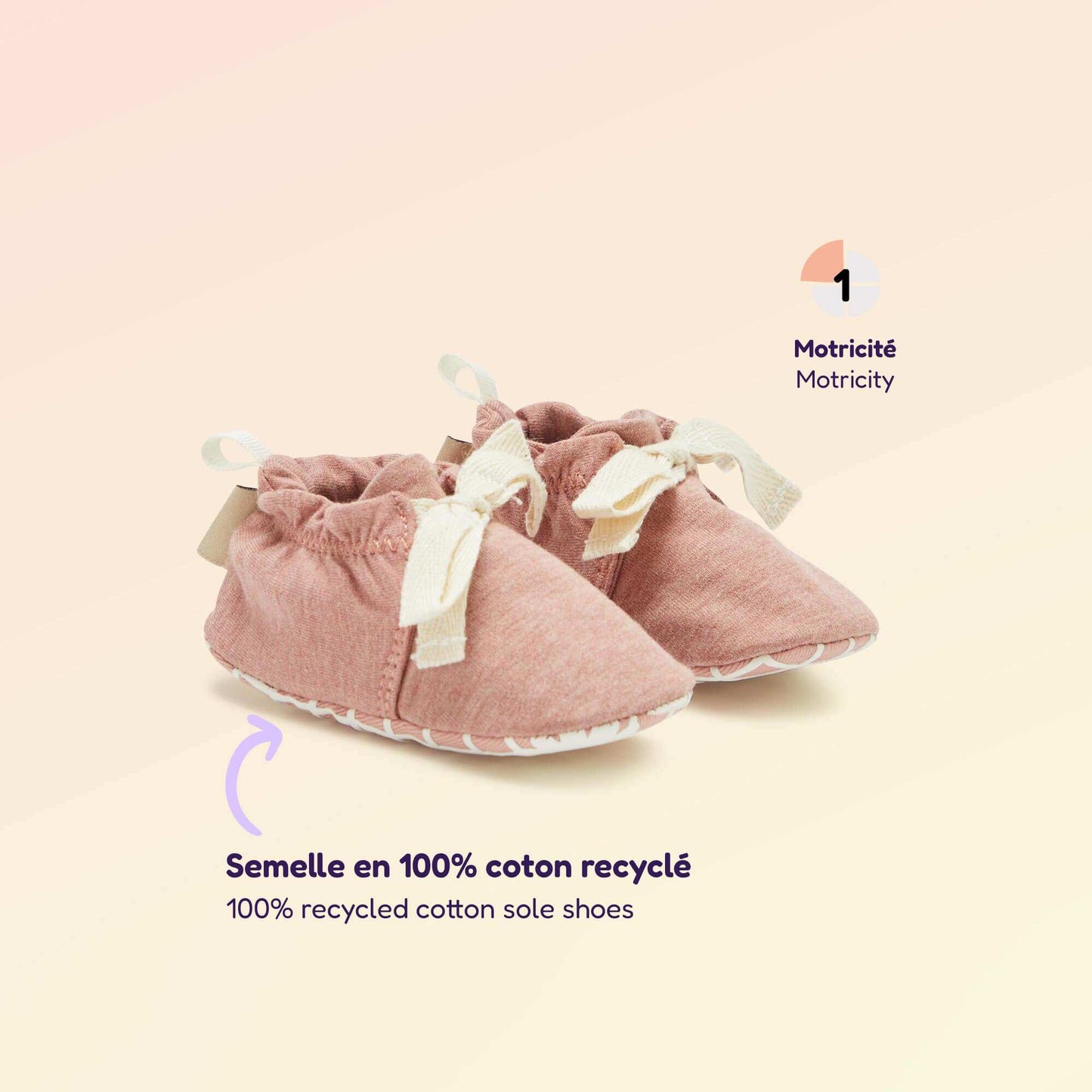 Chaussons motricité 1 'se retourner' - Kitchoun ROSE