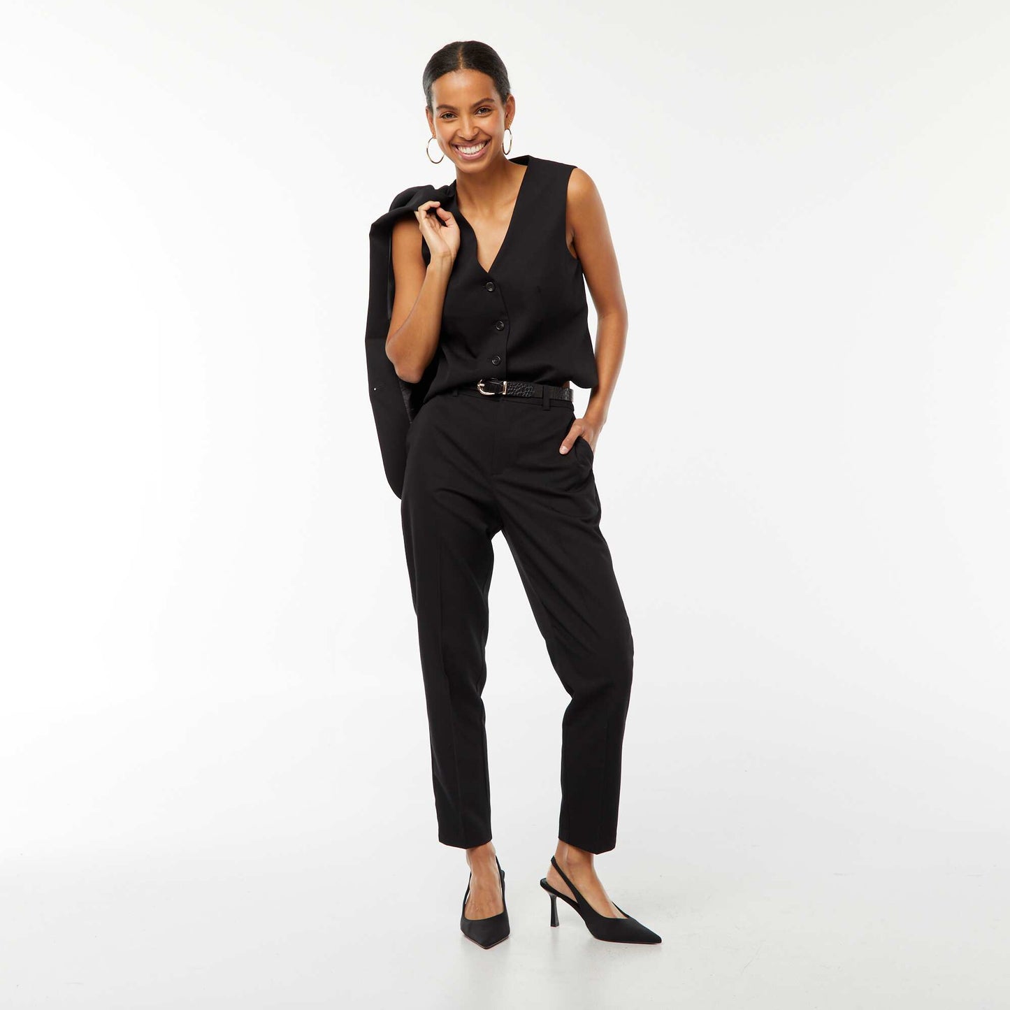 Gilet boutonné sans manches NOIR