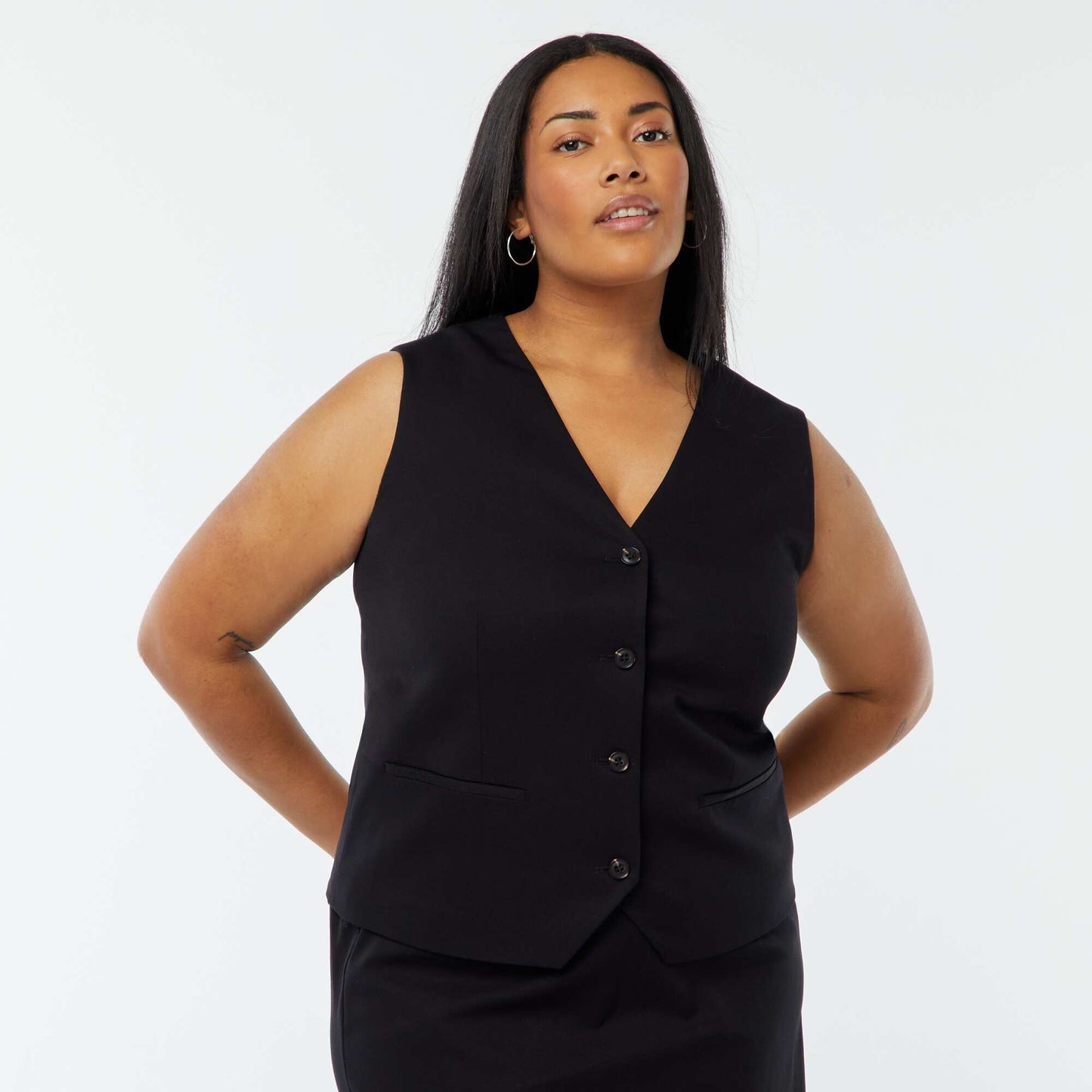 Veste sans manches avec ouverture boutonnée NOIR