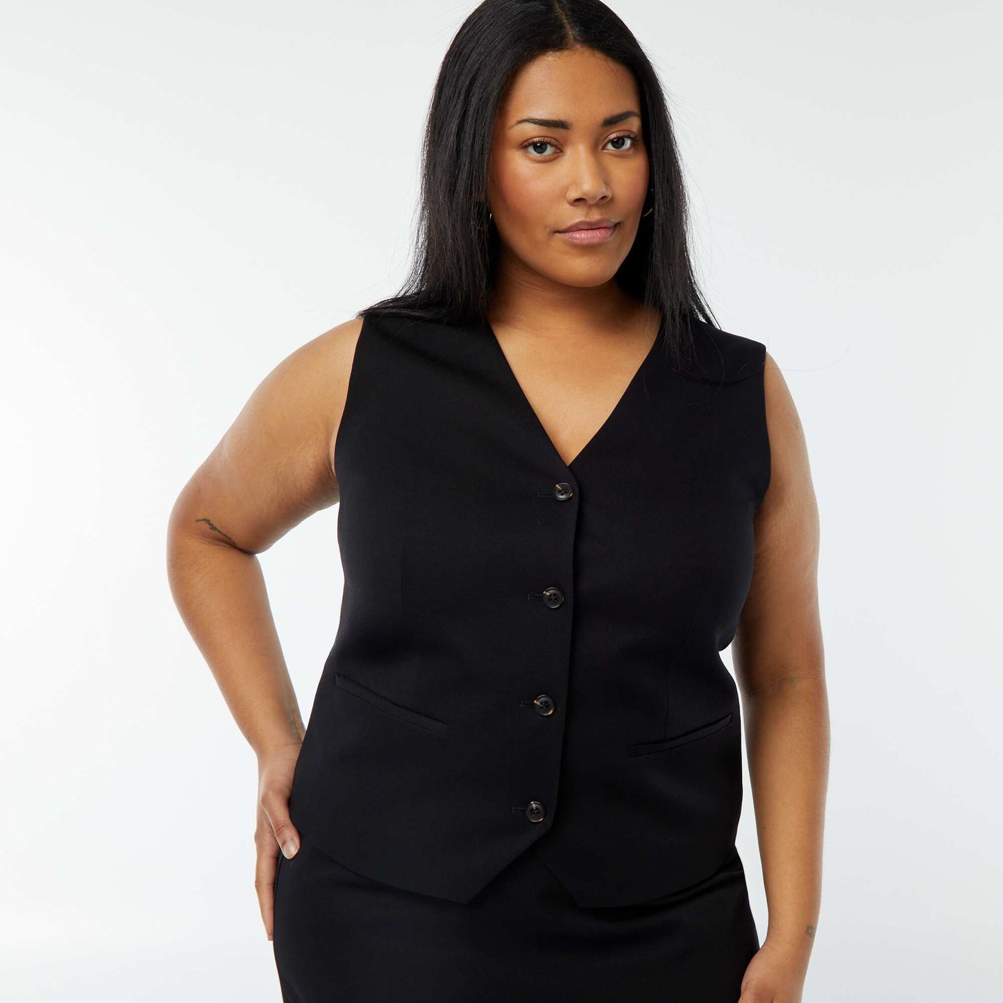Veste sans manches avec ouverture boutonnée NOIR