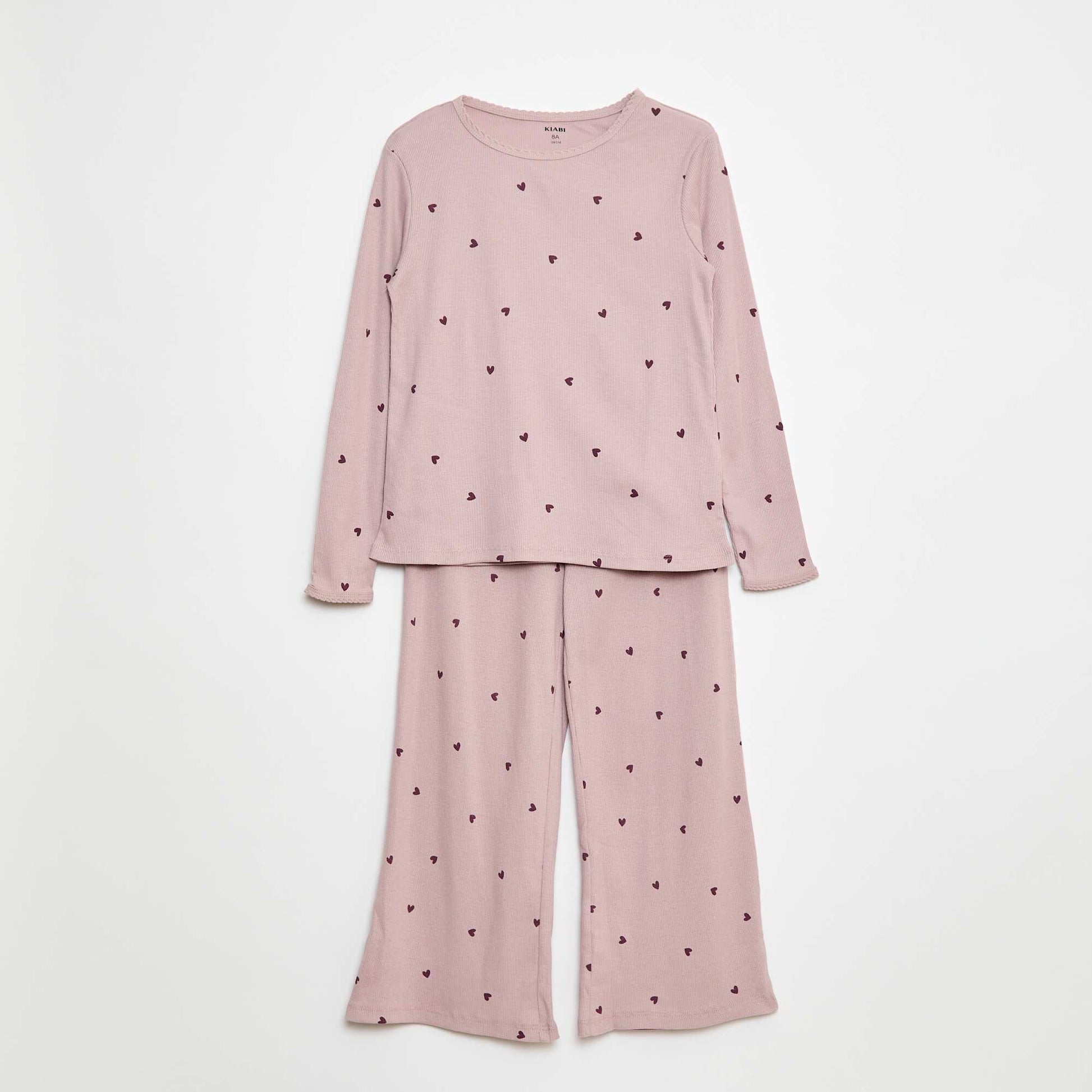 Pyjama long imprimé rayé - 2 pièces VIOLET