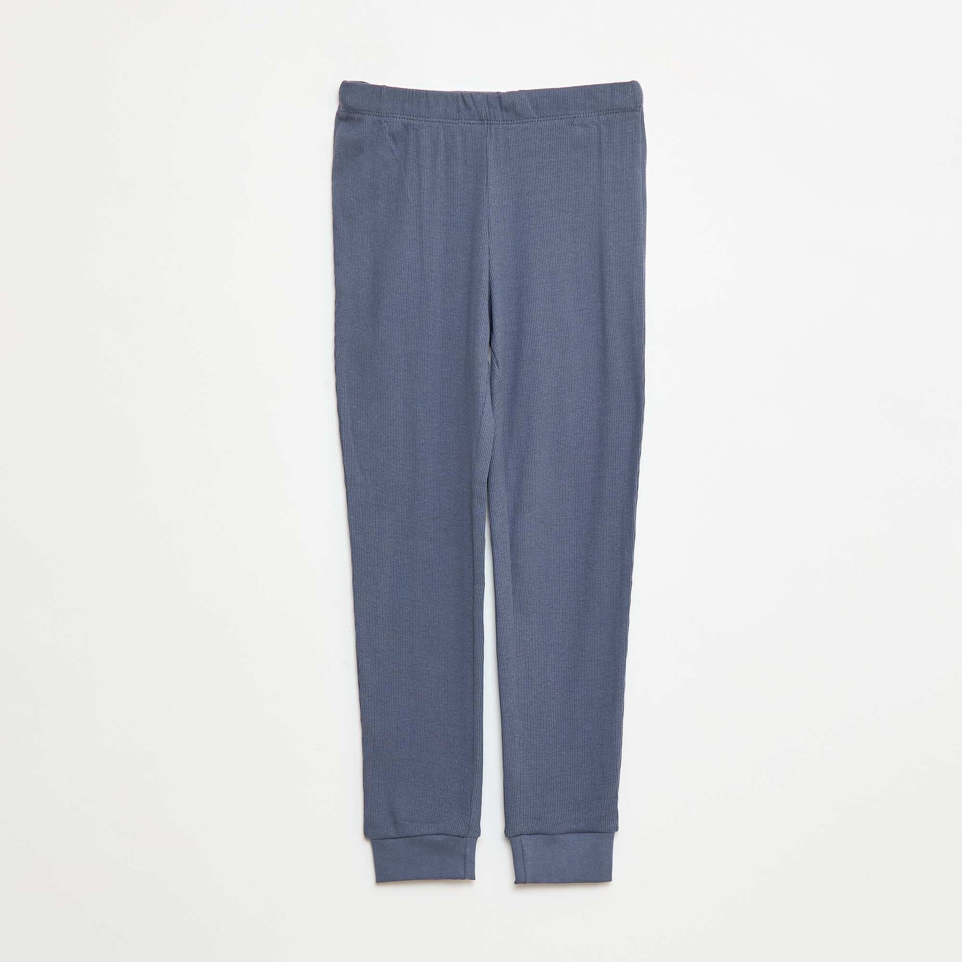 Ensemble de pyjama t-shirt + pantalon côtelés - 2 pièces GRIS