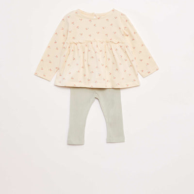 Ensemble t-shirt + legging côtelé - 2 pièces BLEU