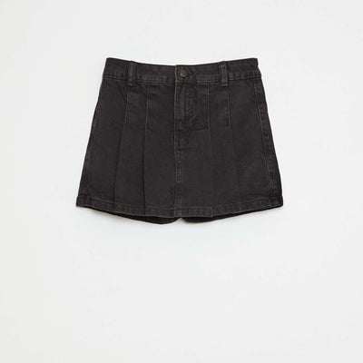 Jupe short en denim plissé GRIS
