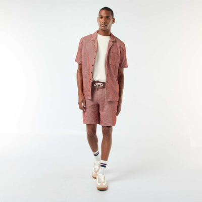 Bermuda matière type crépon à rayures MARRON