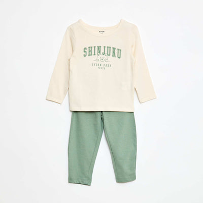 Ensemble pyjama t-shirt + legging imprimé - 2 pièces BEIGE