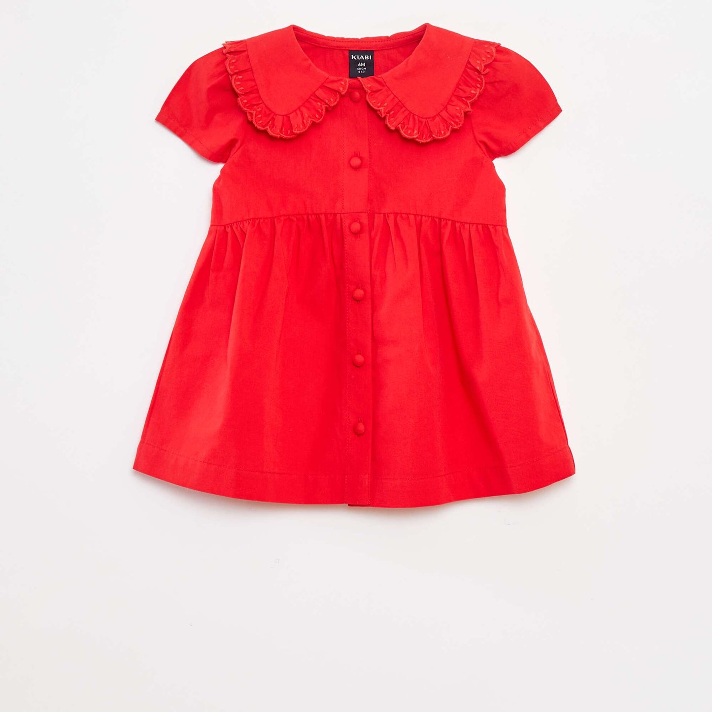 Robe en popeline avec ouverture boutonnée ROUGE