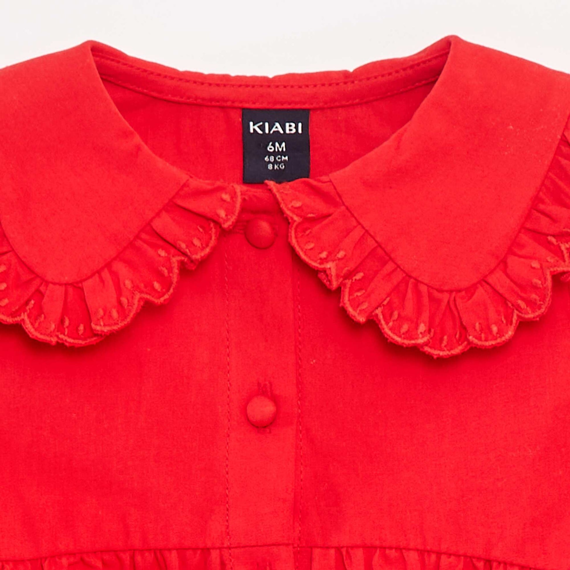 Robe en popeline avec ouverture boutonnée ROUGE