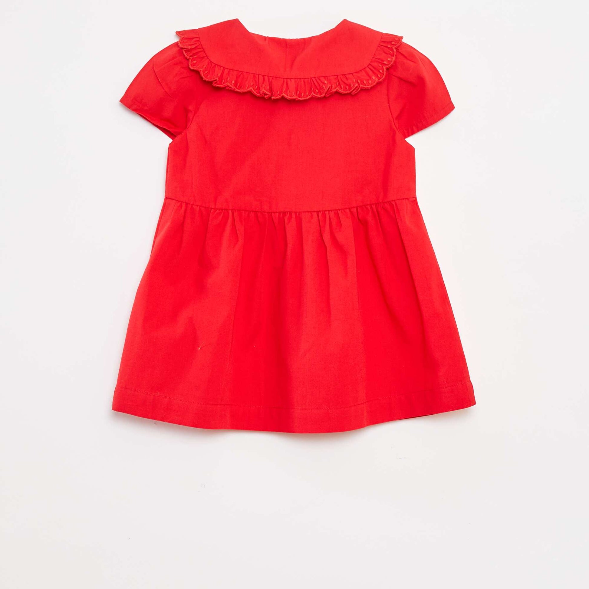 Robe en popeline avec ouverture boutonnée ROUGE