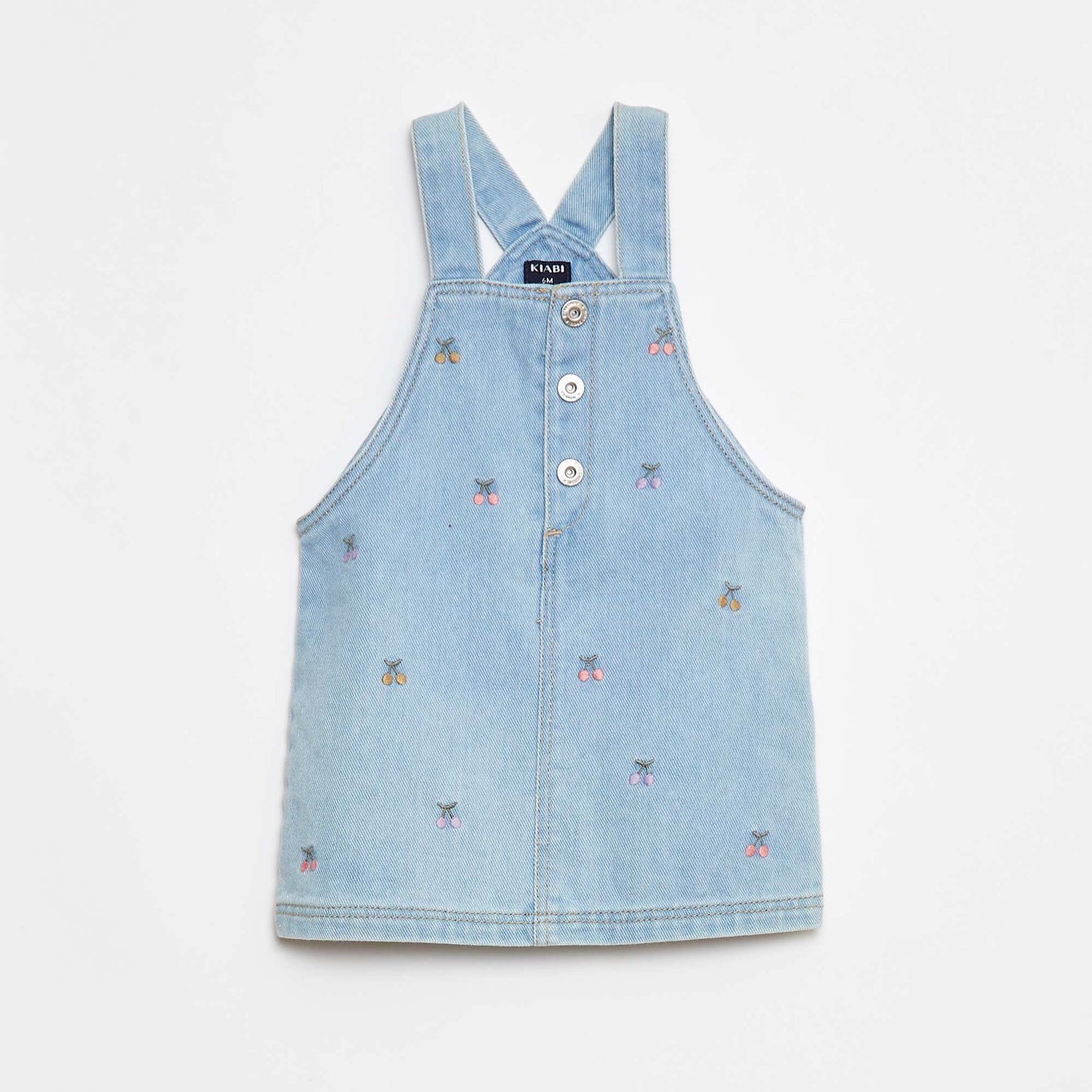 Robe salopette avec broderies BLEU