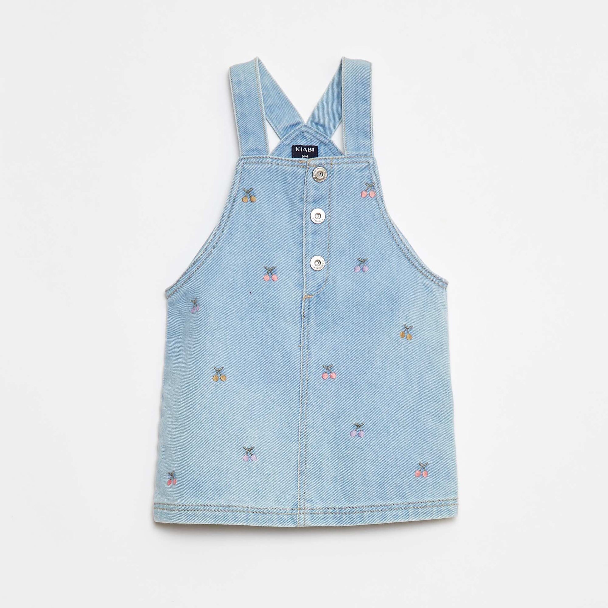 Robe salopette avec broderies BLEU