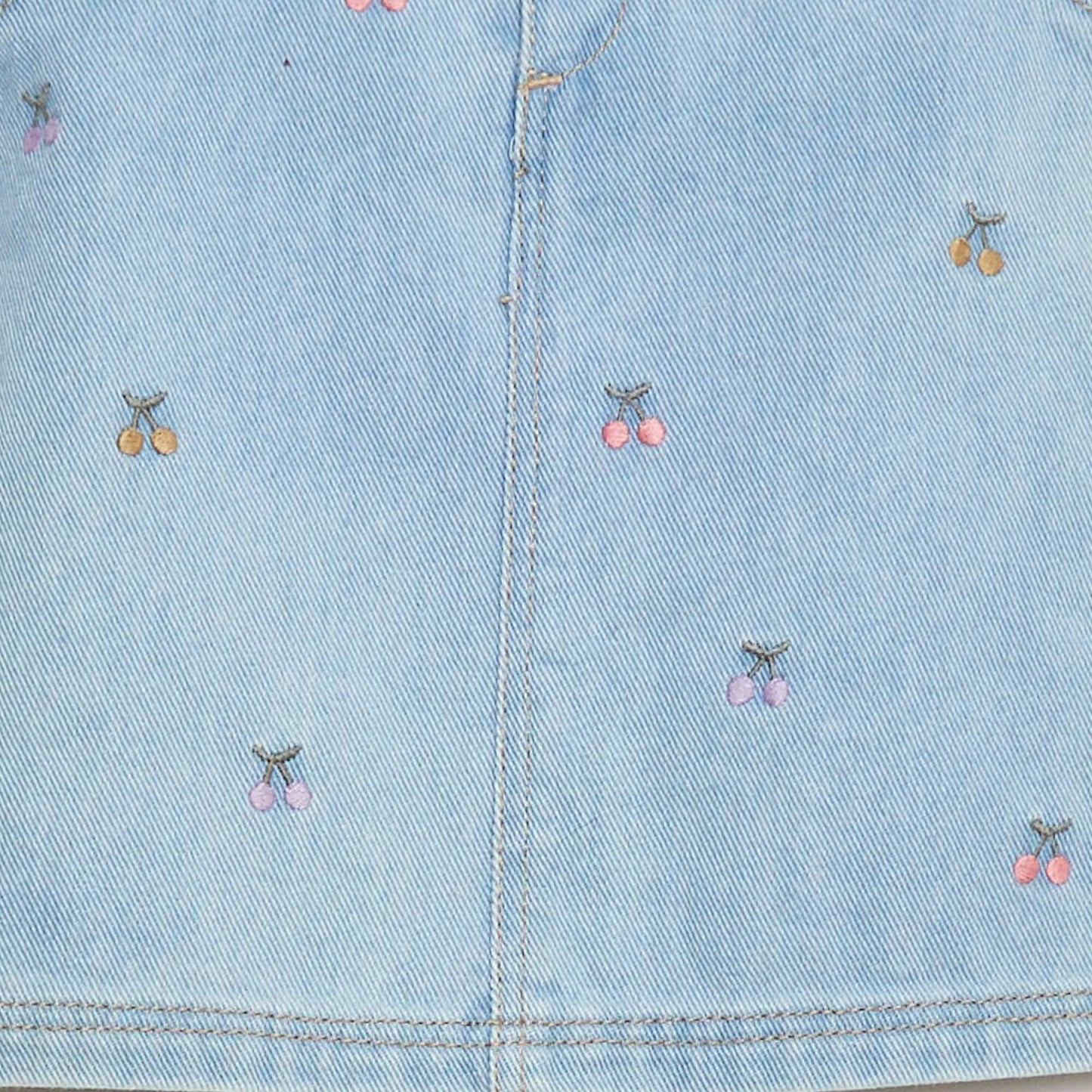 Robe salopette avec broderies BLEU