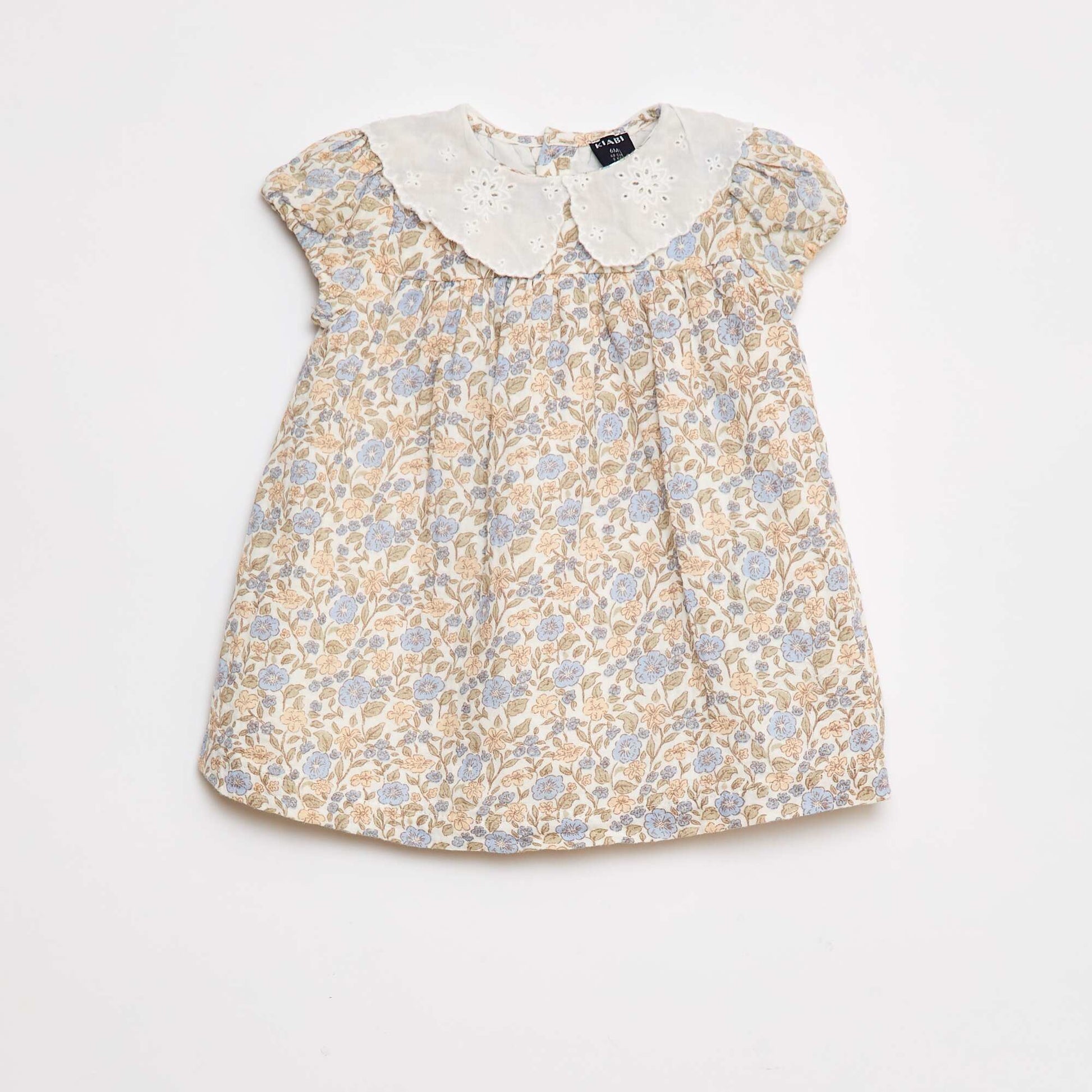 Robe en gaze de coton avec col claudine BLANC