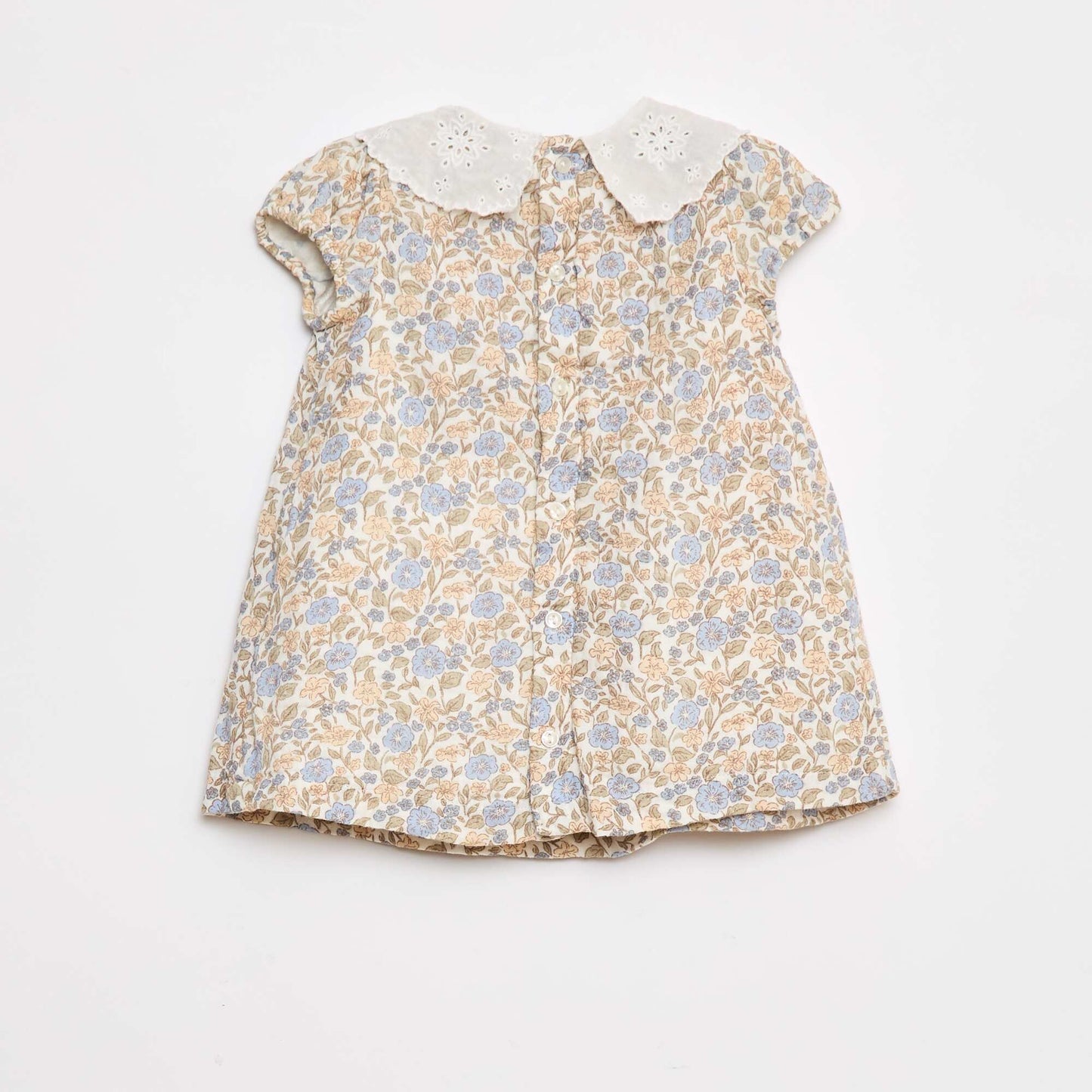 Robe en gaze de coton avec col claudine BLANC