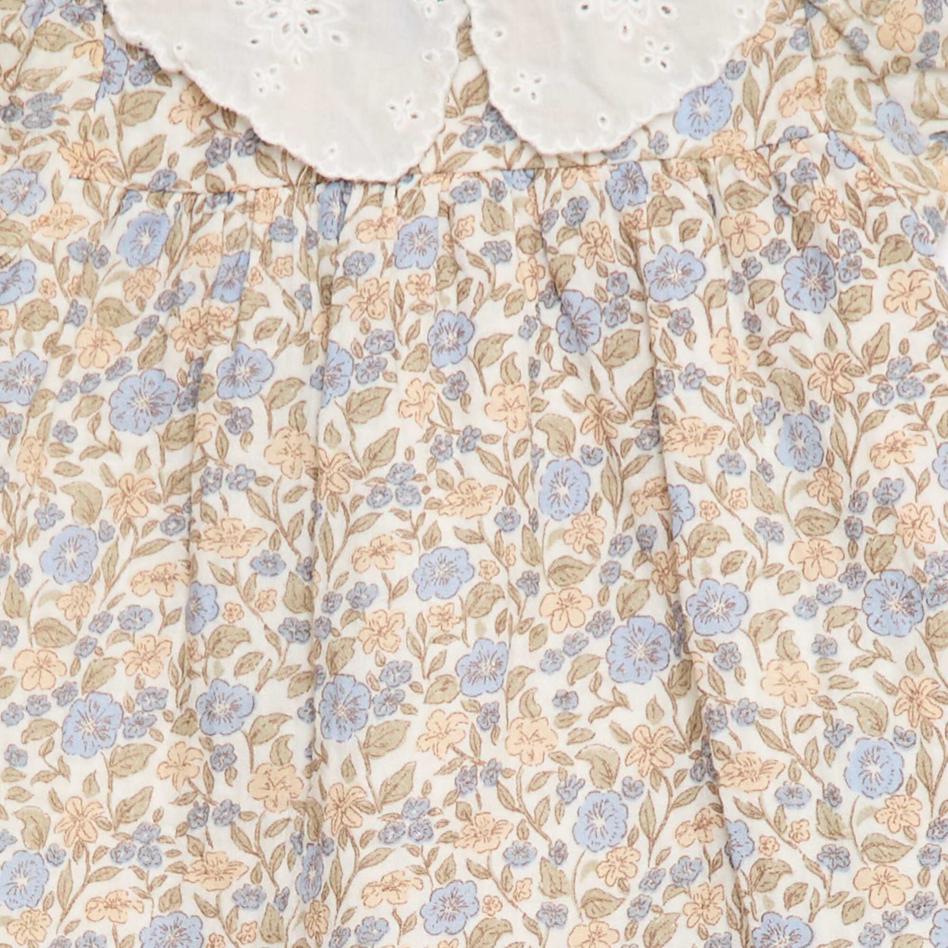 Robe en gaze de coton avec col claudine BLANC