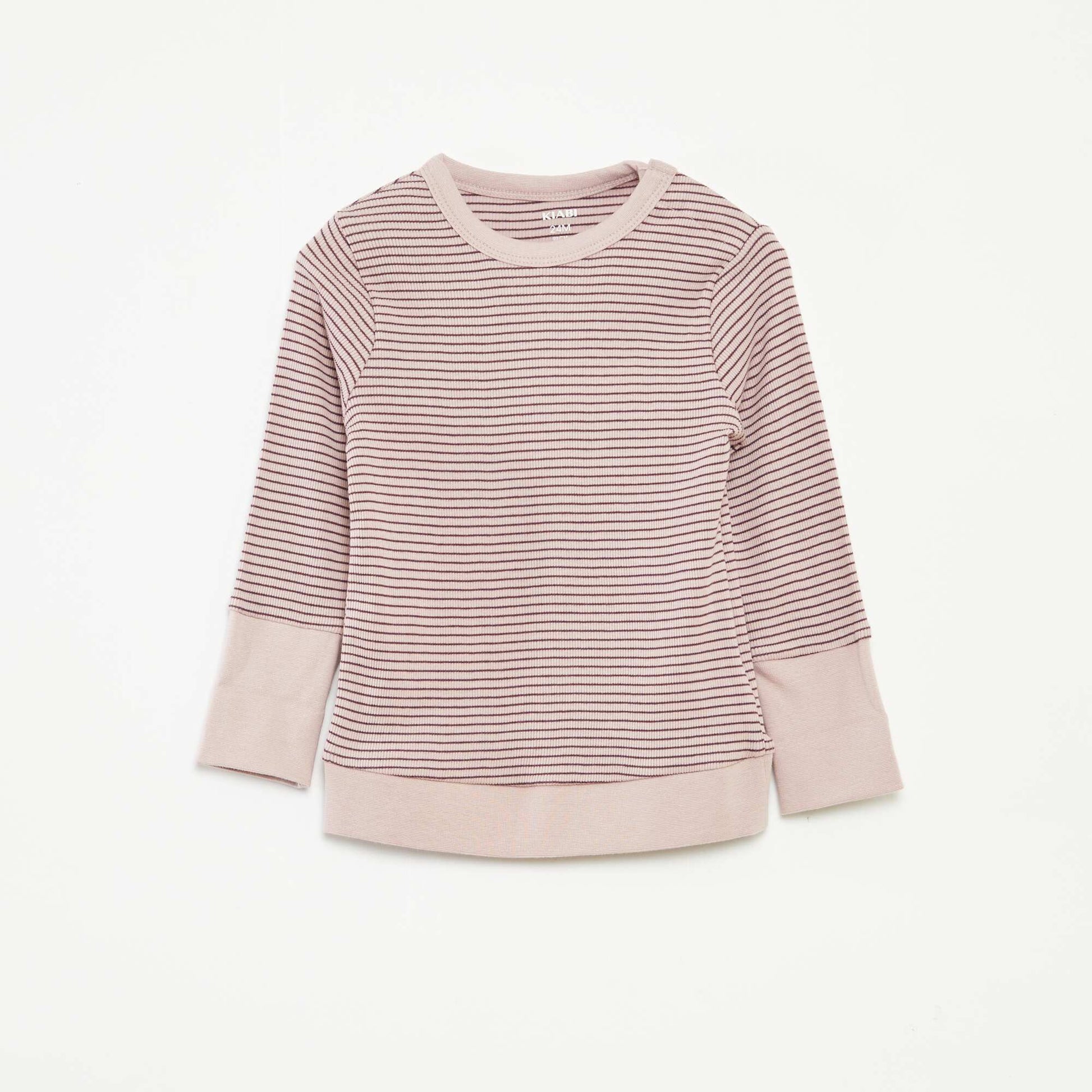 Ensemble de pyjama long t-shirt + pantalon à rayures - 2 pièces VIOLET