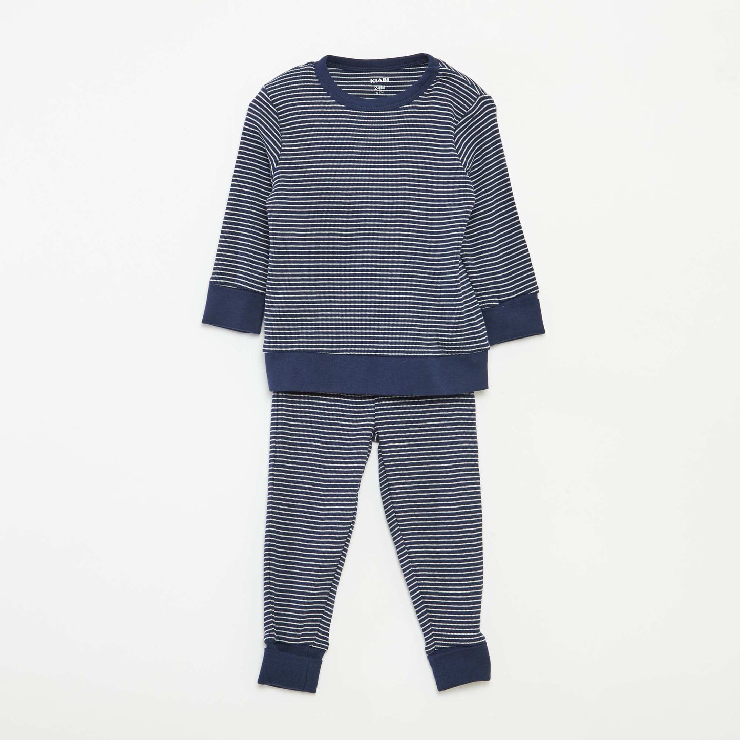 Ensemble de pyjama long t-shirt + pantalon à rayures - 2 pièces BLEU