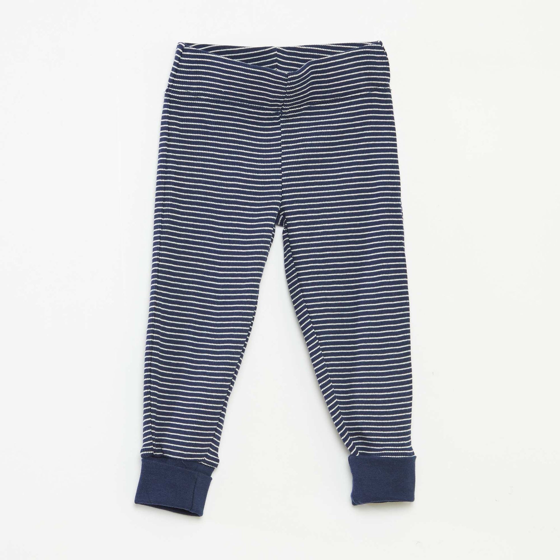 Ensemble de pyjama long t-shirt + pantalon à rayures - 2 pièces BLEU