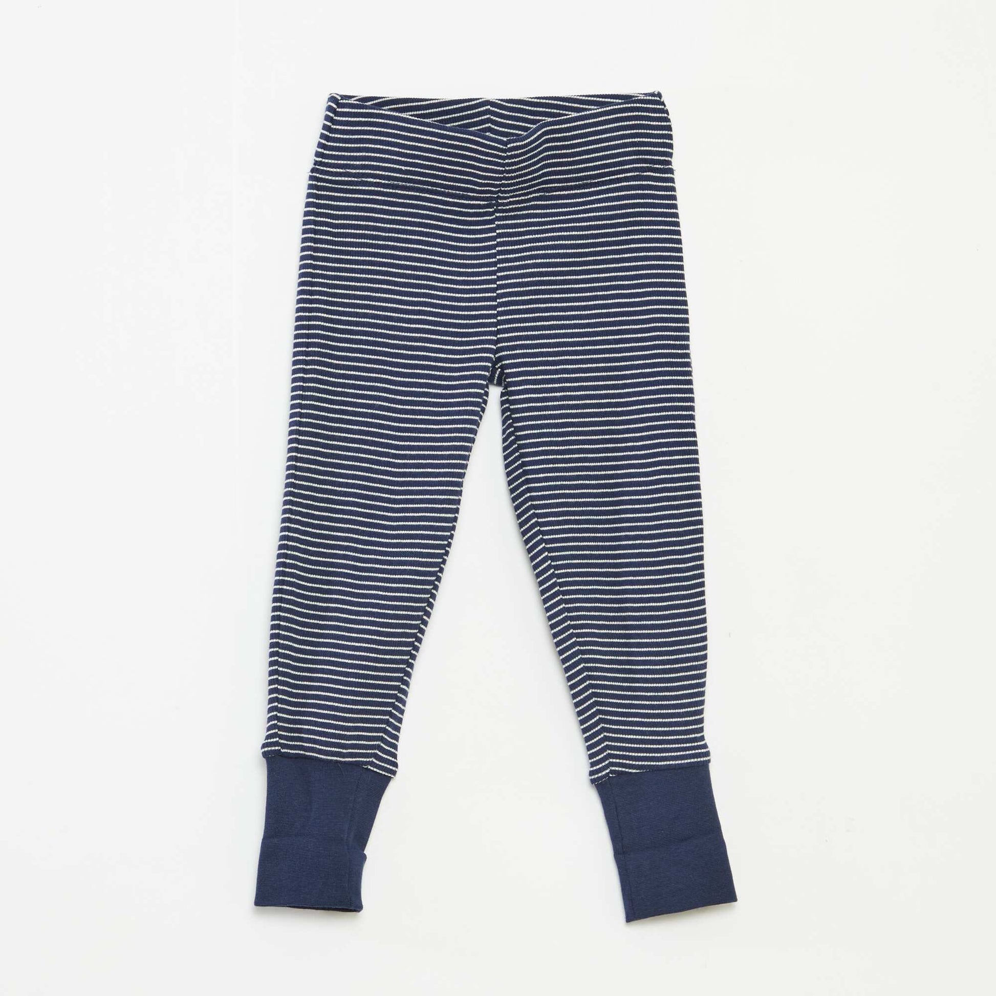 Ensemble de pyjama long t-shirt + pantalon à rayures - 2 pièces BLEU