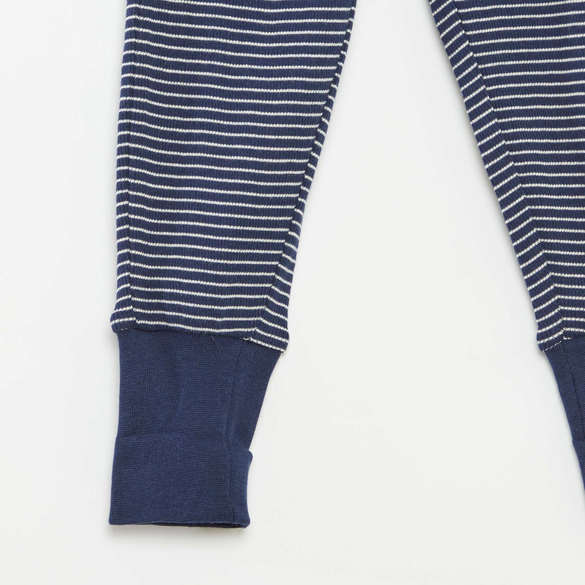 Ensemble de pyjama long t-shirt + pantalon à rayures - 2 pièces BLEU
