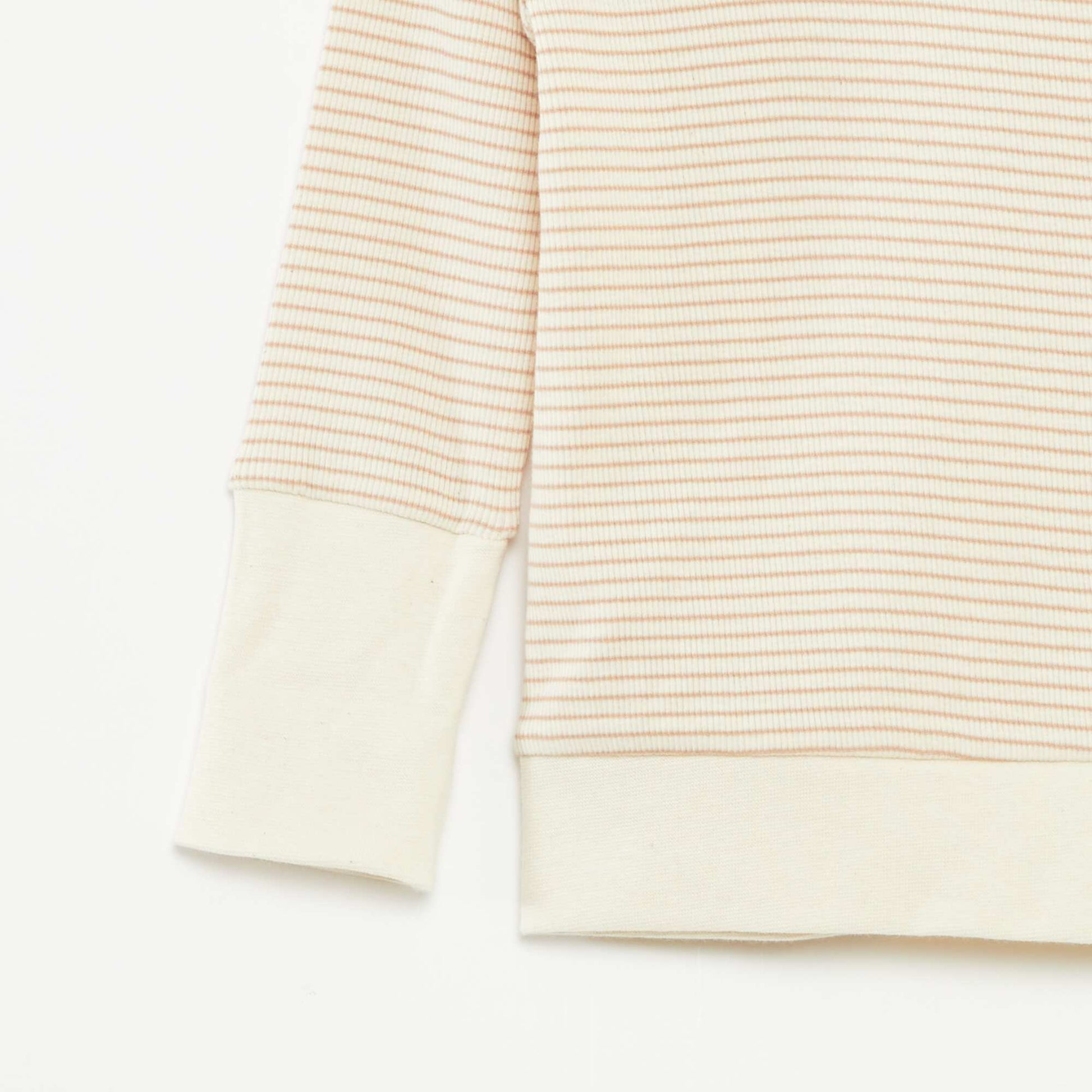 Ensemble de pyjama long t-shirt + pantalon à rayures - 2 pièces BEIGE