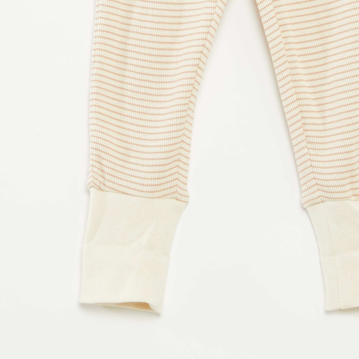 Ensemble de pyjama long t-shirt + pantalon à rayures - 2 pièces BEIGE