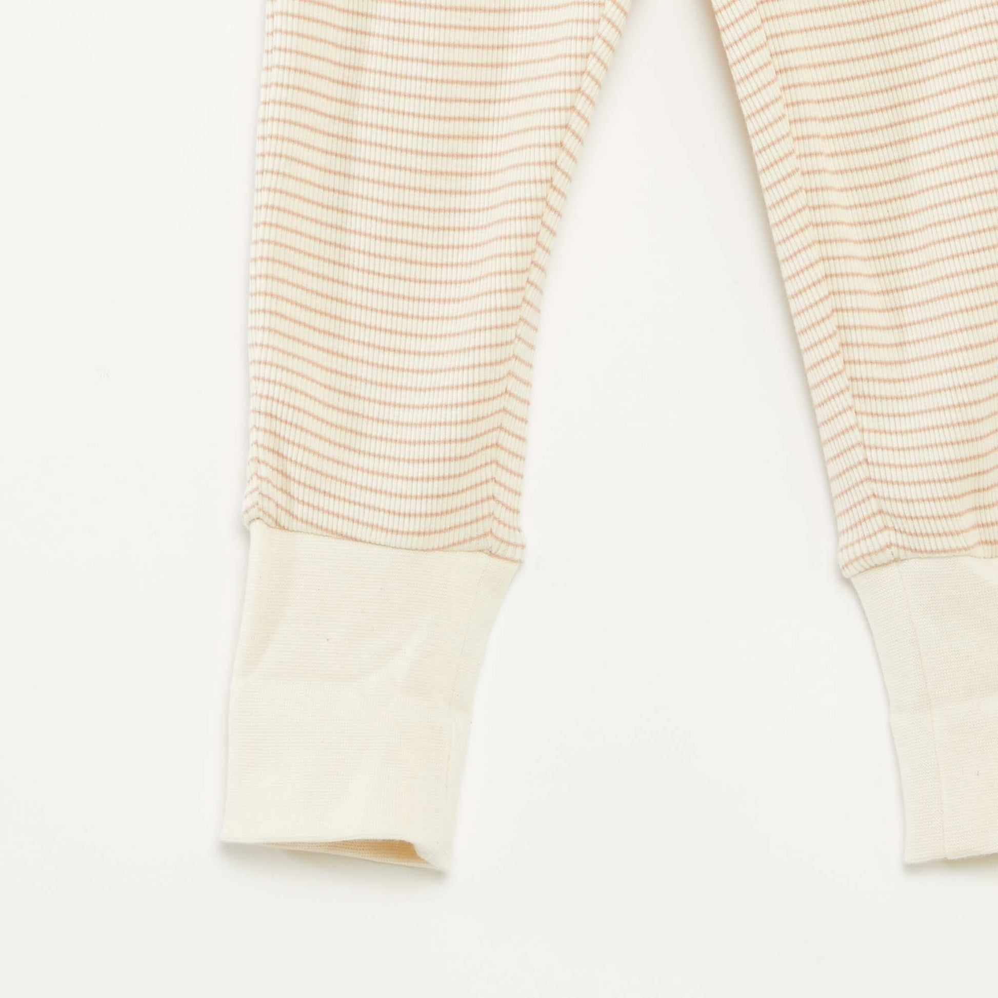 Ensemble de pyjama long t-shirt + pantalon à rayures - 2 pièces BEIGE