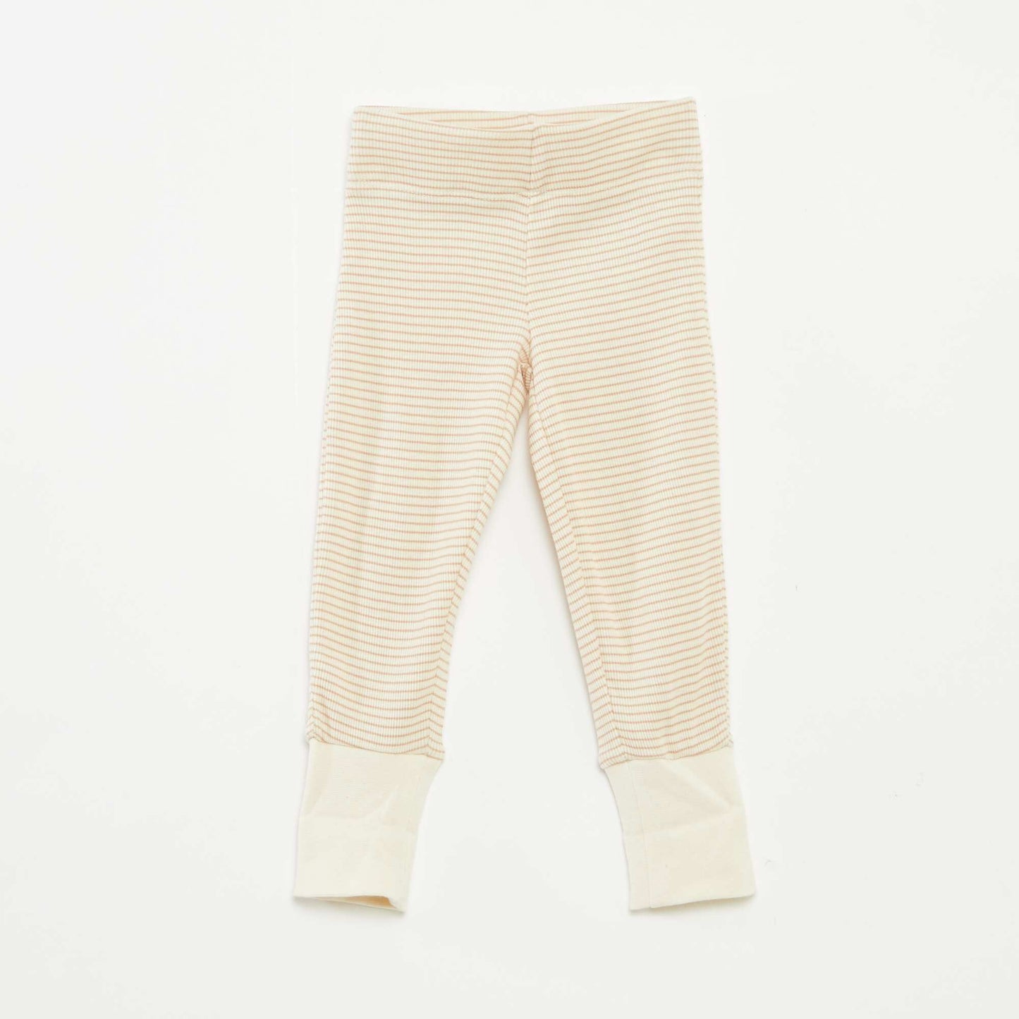 Ensemble de pyjama long t-shirt + pantalon à rayures - 2 pièces BEIGE