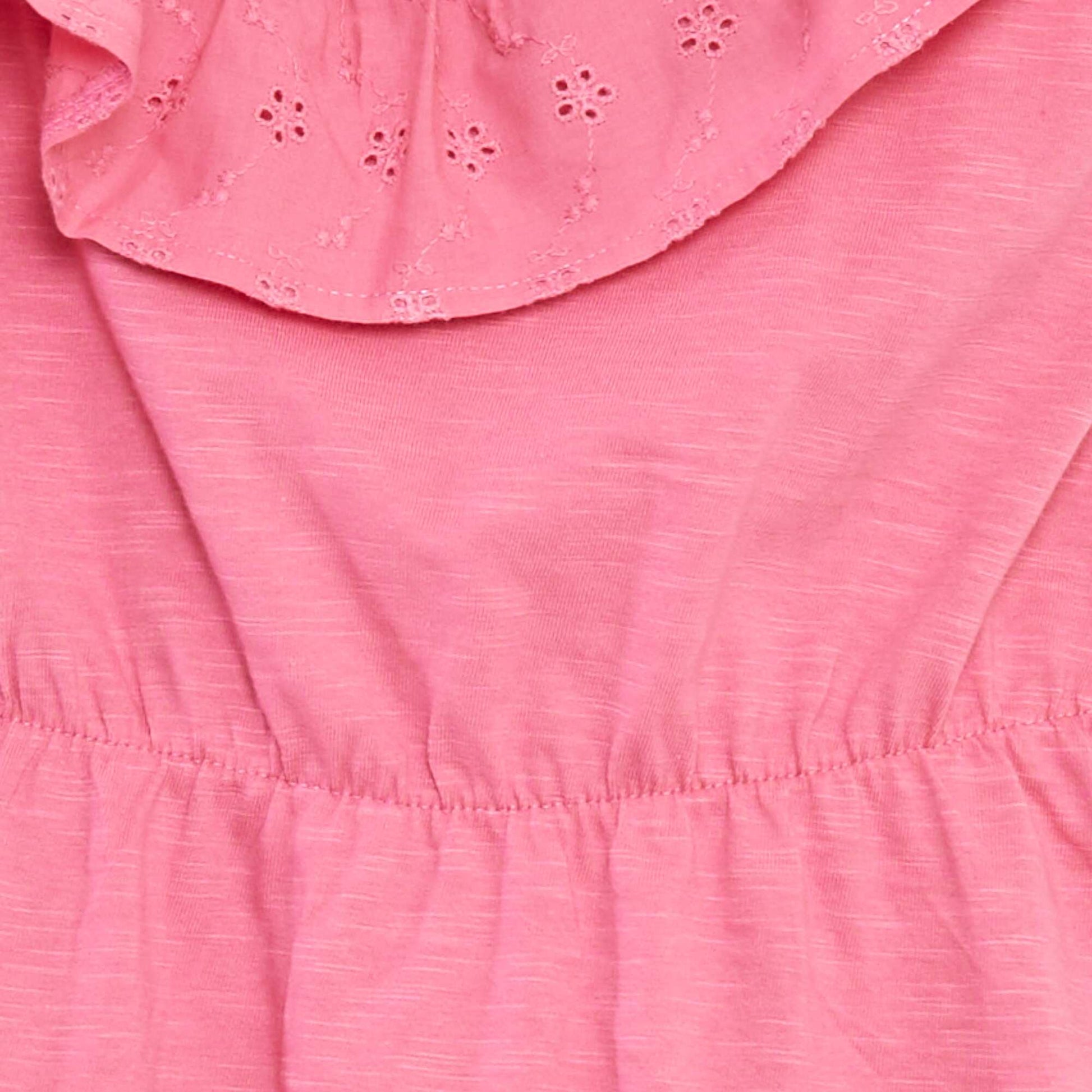 Robe avec épaule dénudée et broderies anglaises ROSE