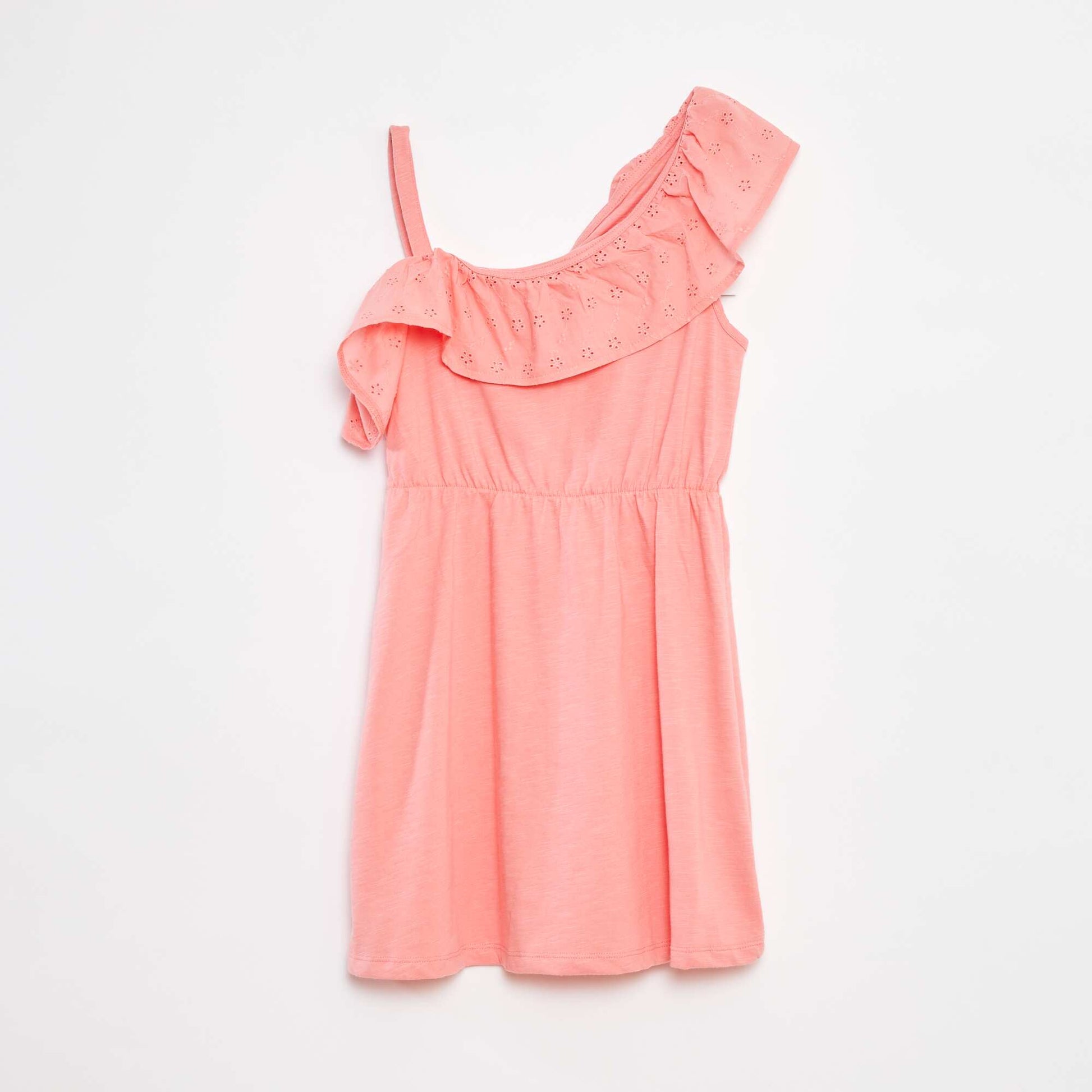 Robe avec épaule dénudée et broderies anglaises ROSE