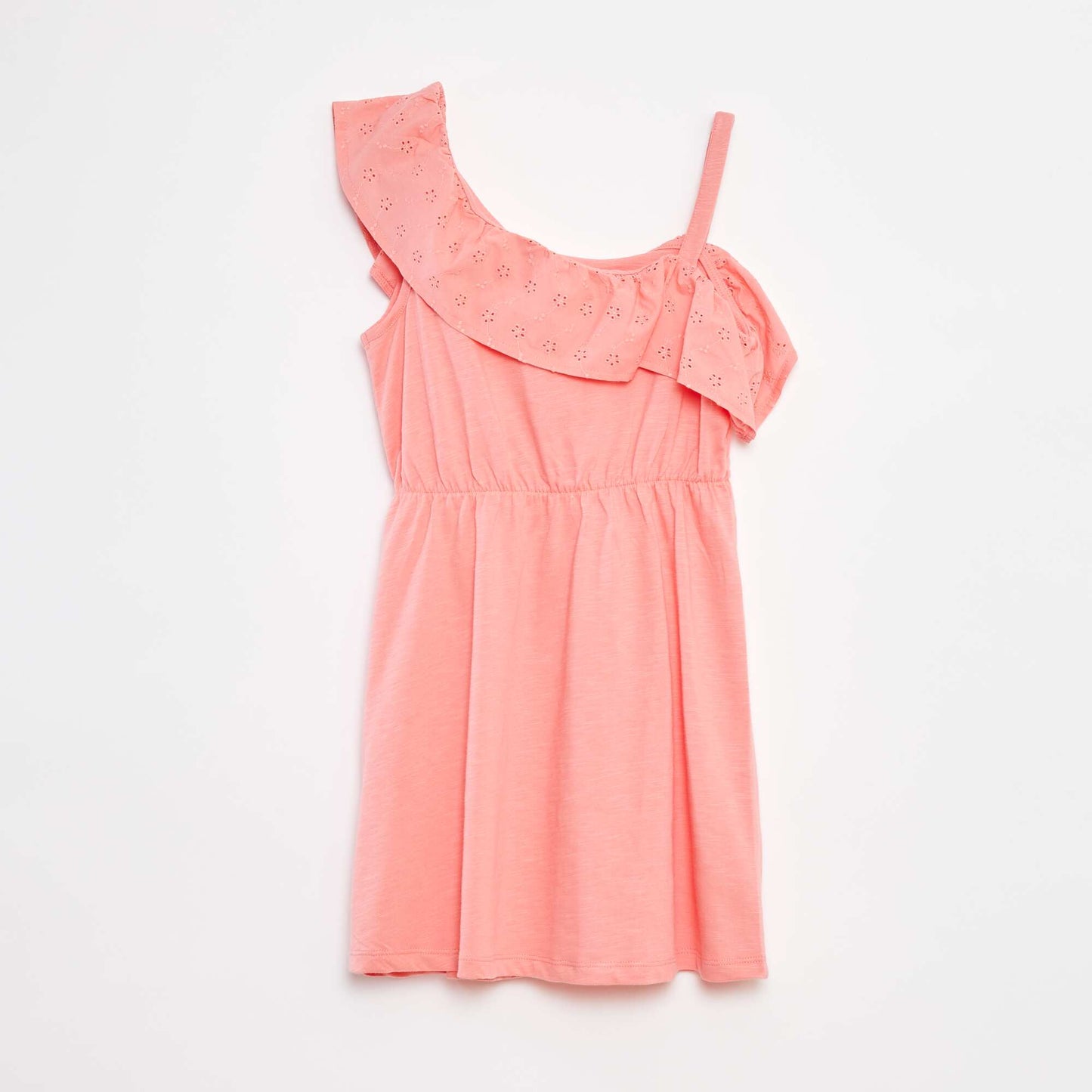 Robe avec épaule dénudée et broderies anglaises ROSE