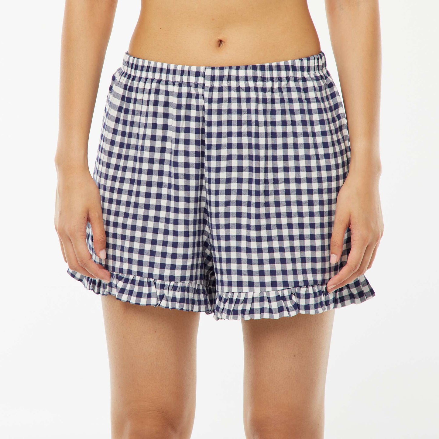 Short de pyjama vichy et base volantée BLEU