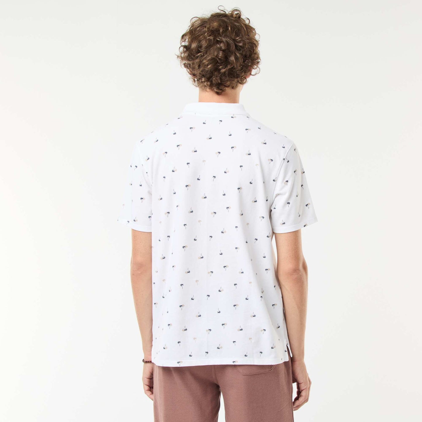 Polo en maille piquée avec motif all-over BLANC