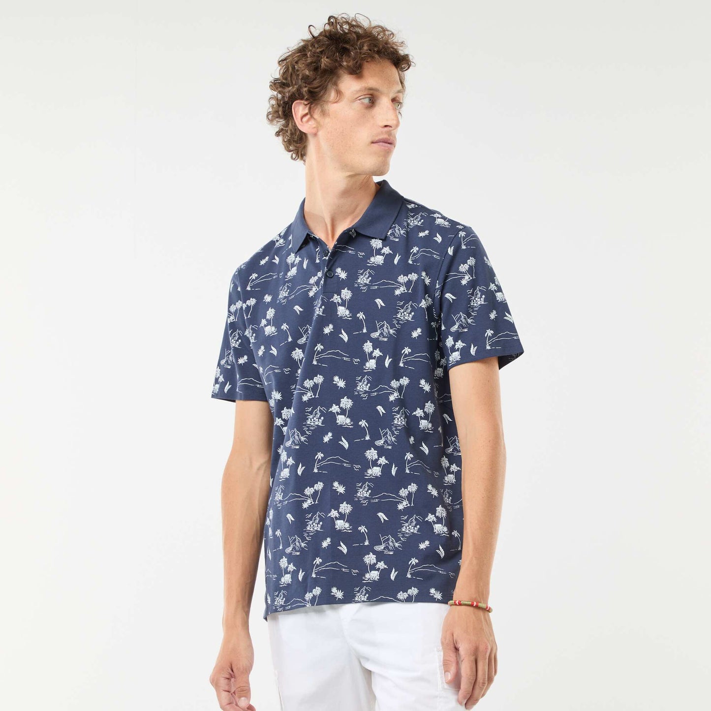 Polo en maille piquée avec motif all-over NOIR