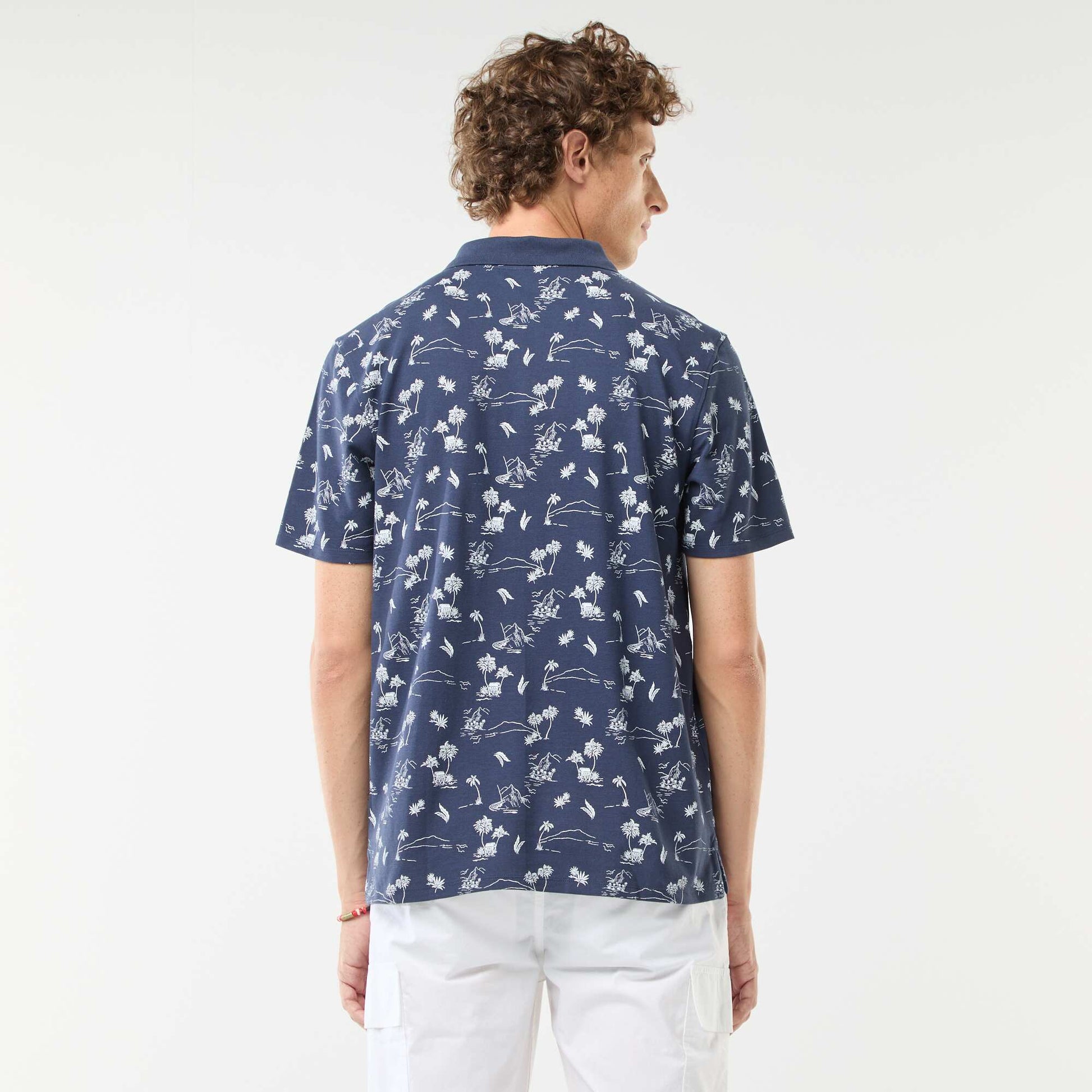 Polo en maille piquée avec motif all-over NOIR
