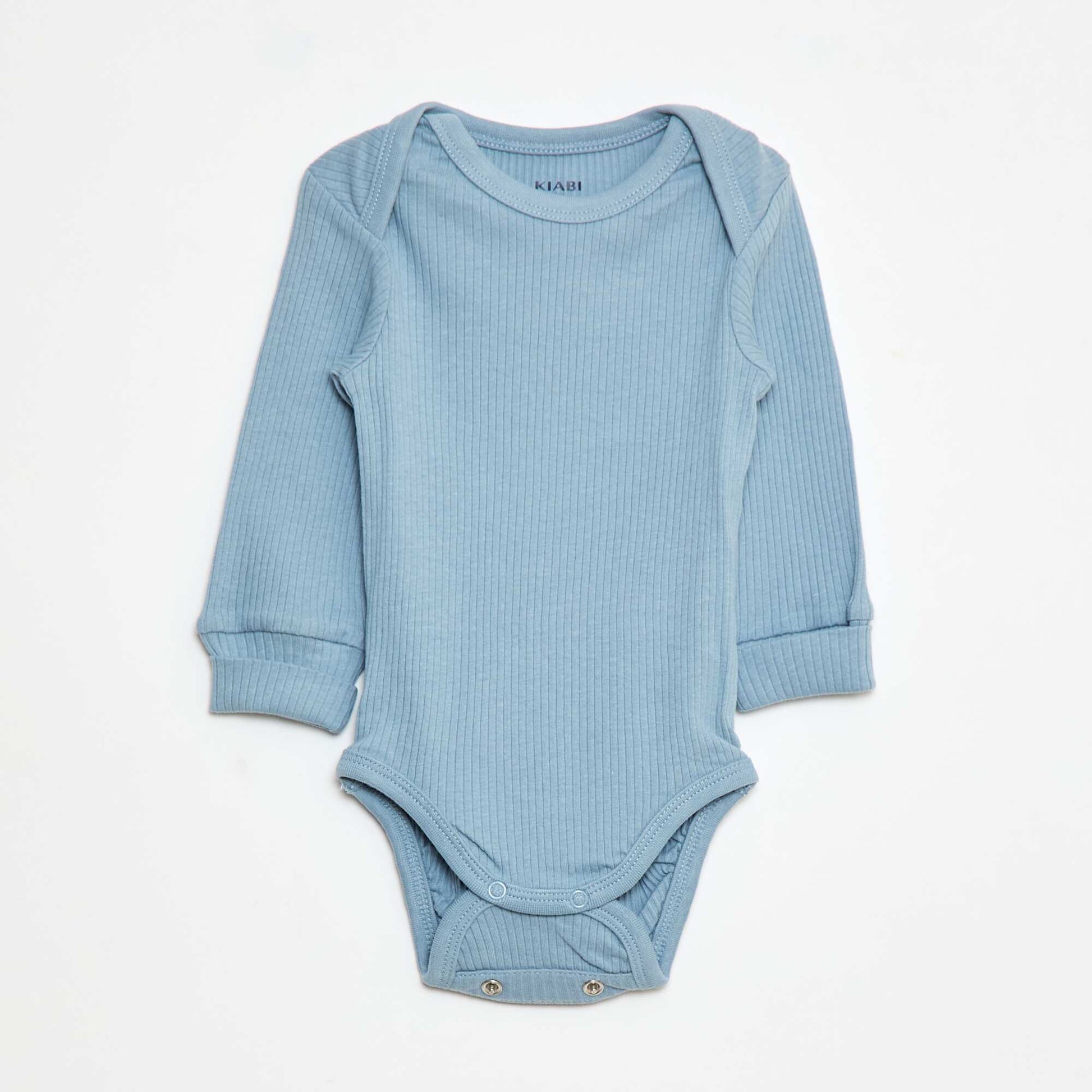 Lot de 3 bodies col US et manches longues BLEU