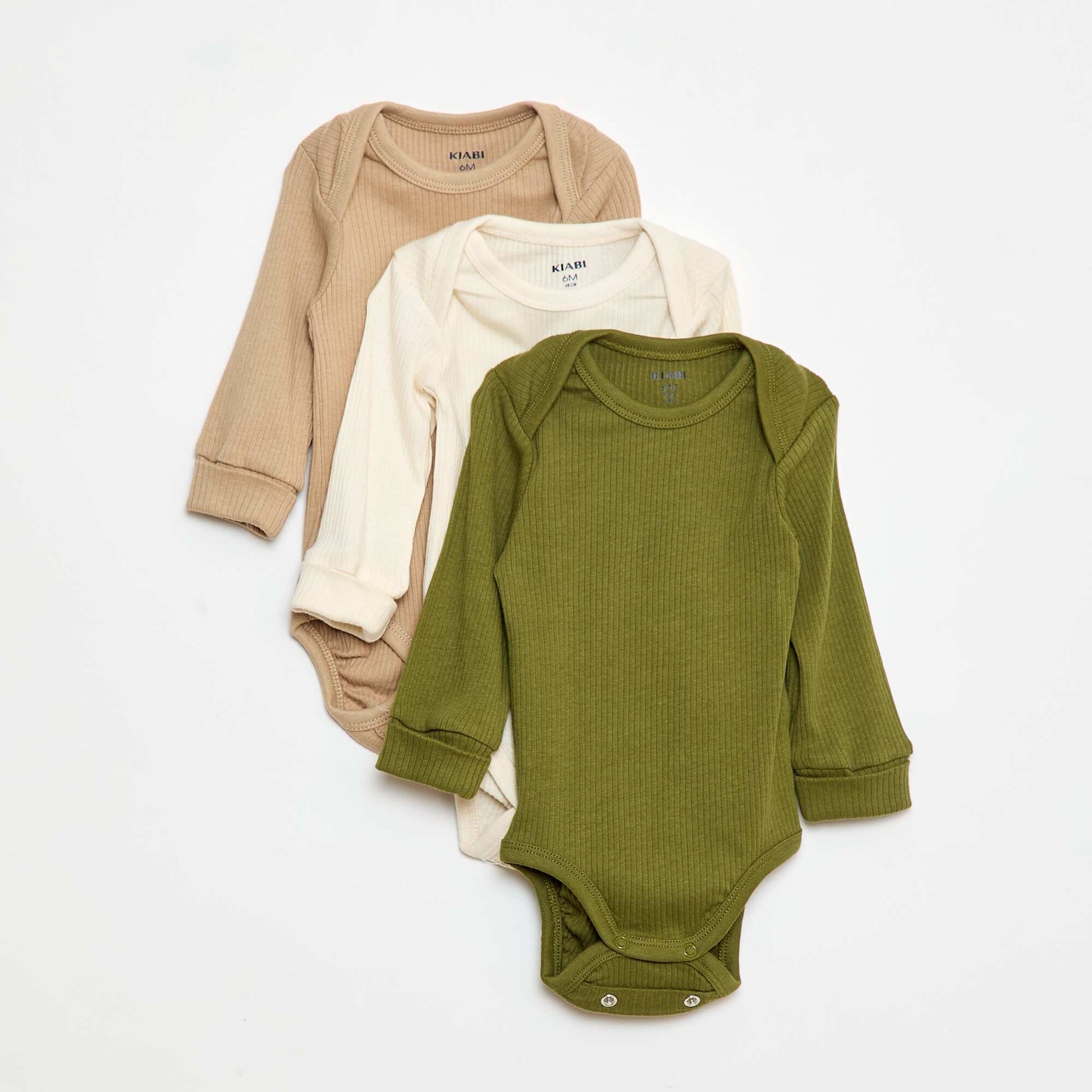 Lot de 3 bodies évolutifs col US et manches longues BEIGE